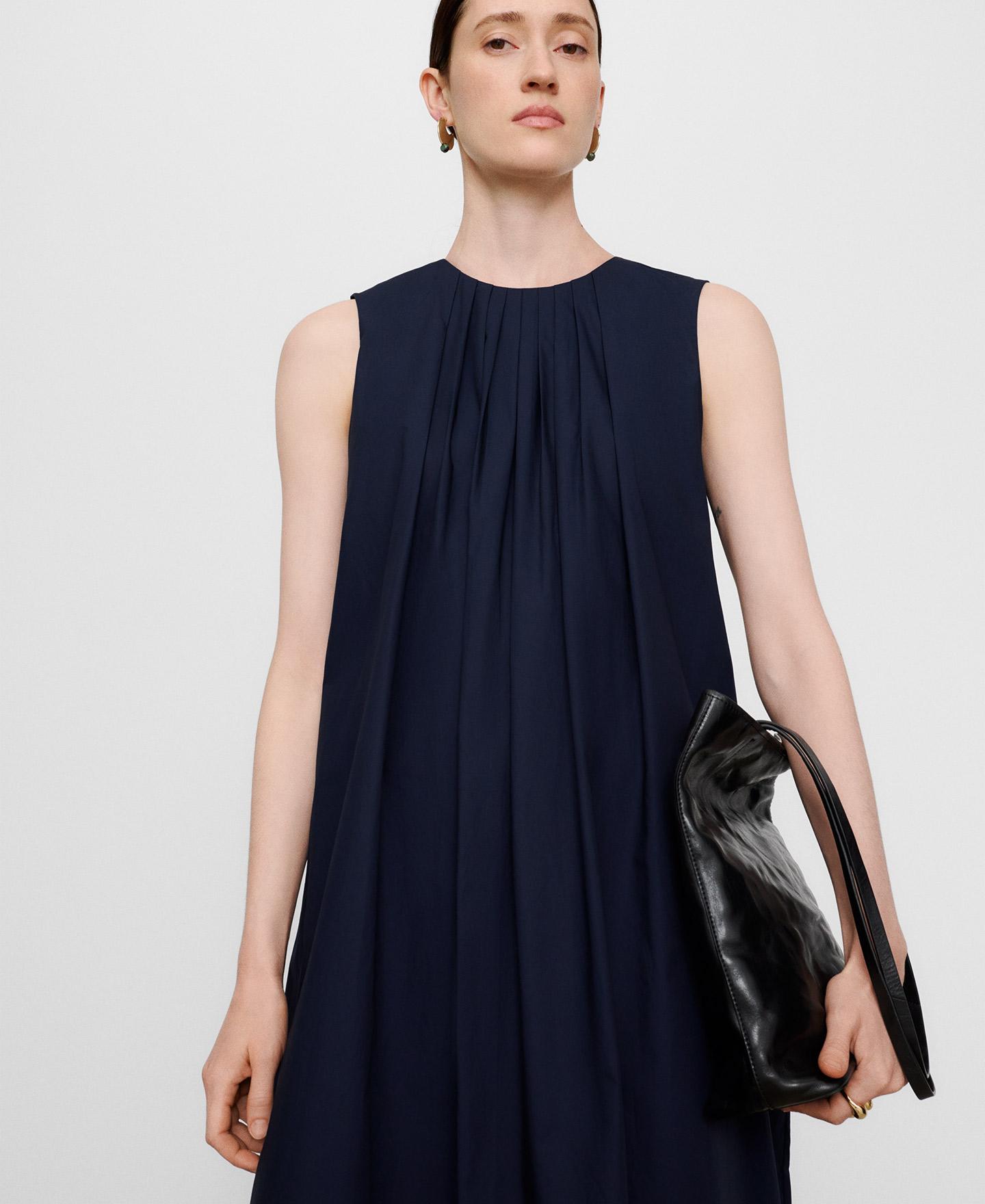 Vestido midi de algodón orgánico con silueta globo - Adolfo Dominguez - Azul marino Azul marino-5