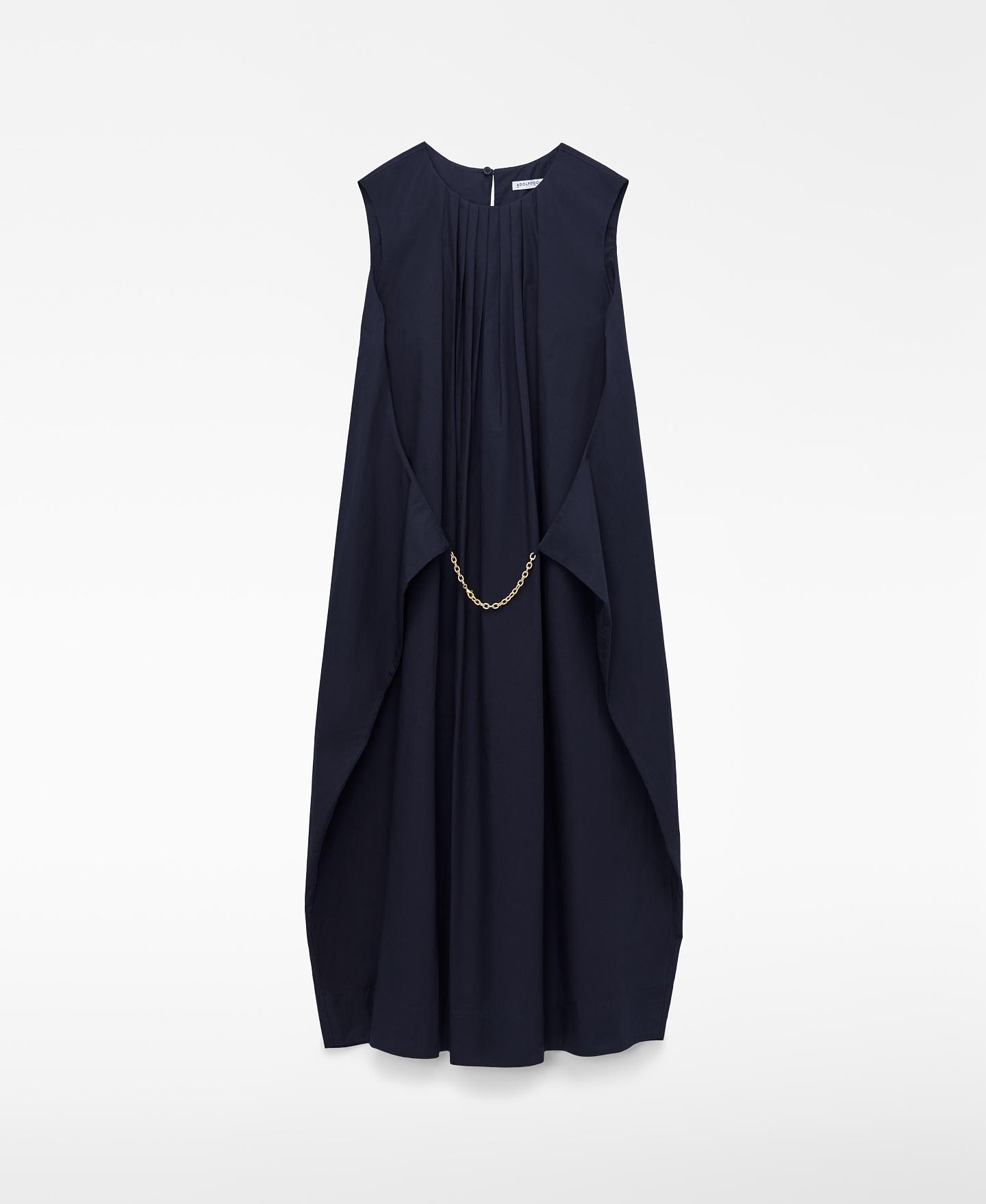 Vestido midi de algodón orgánico con silueta globo - Adolfo Dominguez - Azul marino Azul marino-7
