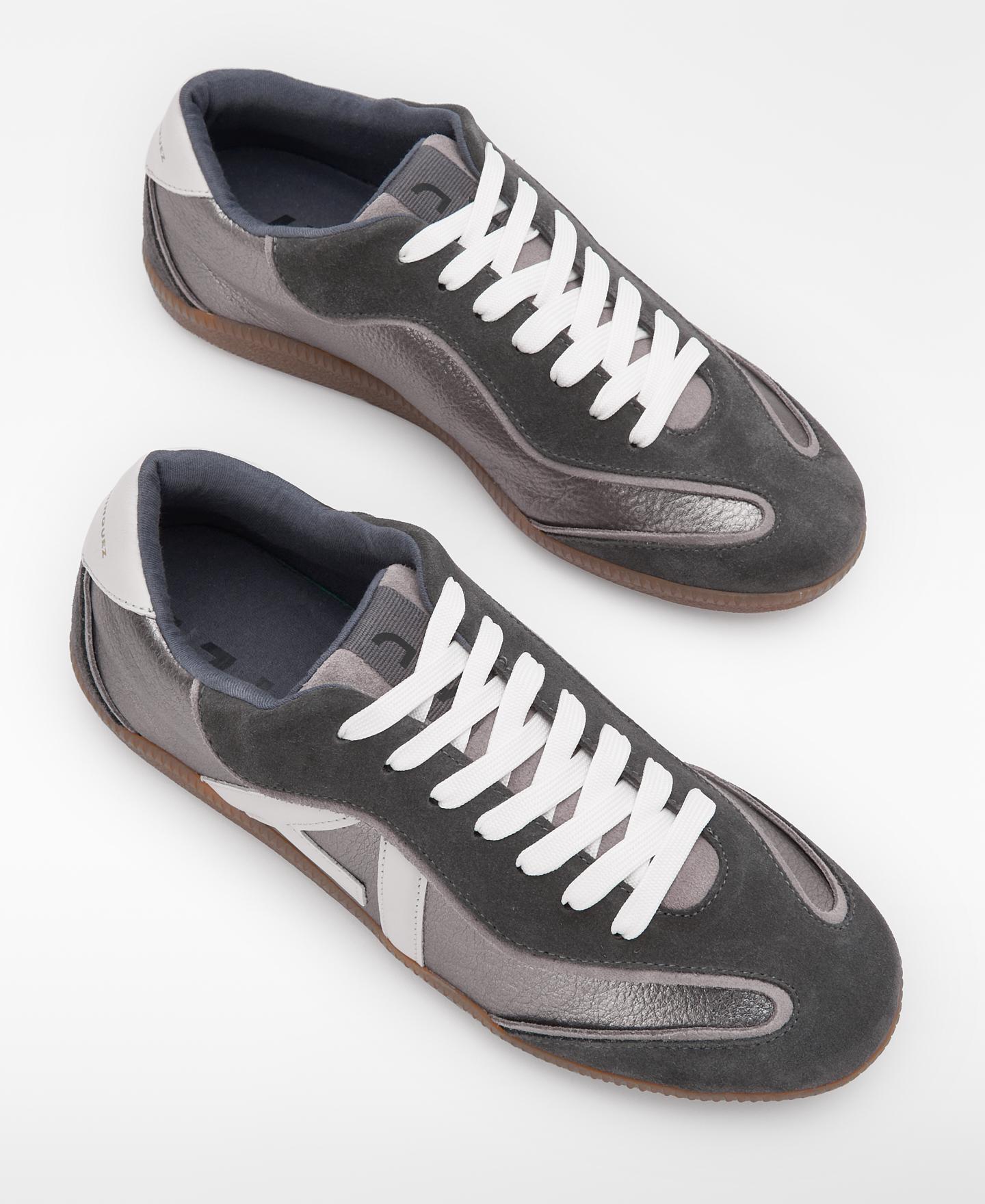 Zapatilla deportiva de mujer de acabado metalizado y cordones - Adolfo Dominguez - Gris oscuro metalizado Gris oscuro metalizado-6