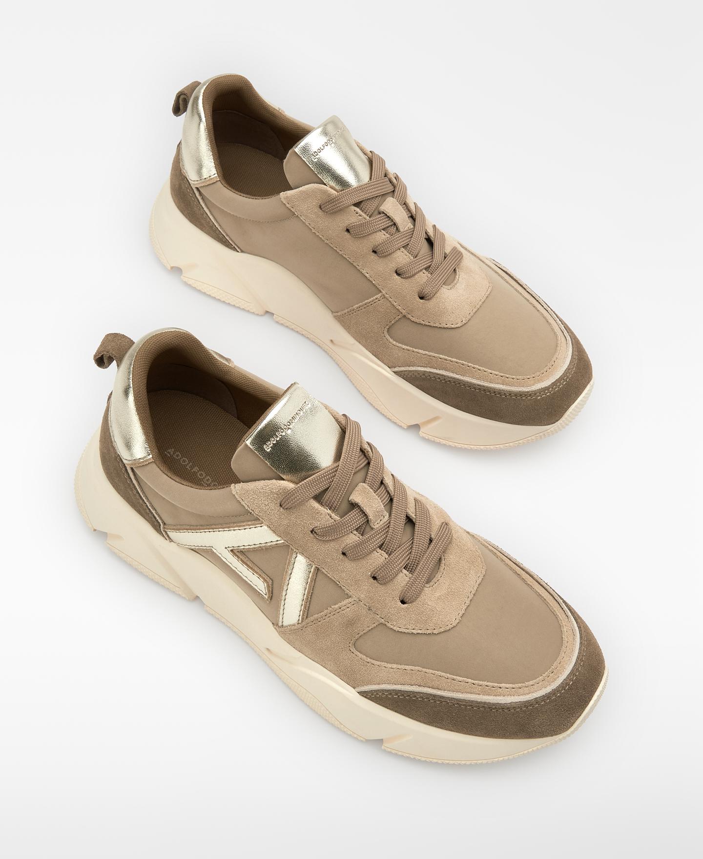 Zapatillas de plataforma de mujer con piel y maxi logo - Adolfo Dominguez - Camel Camel-5