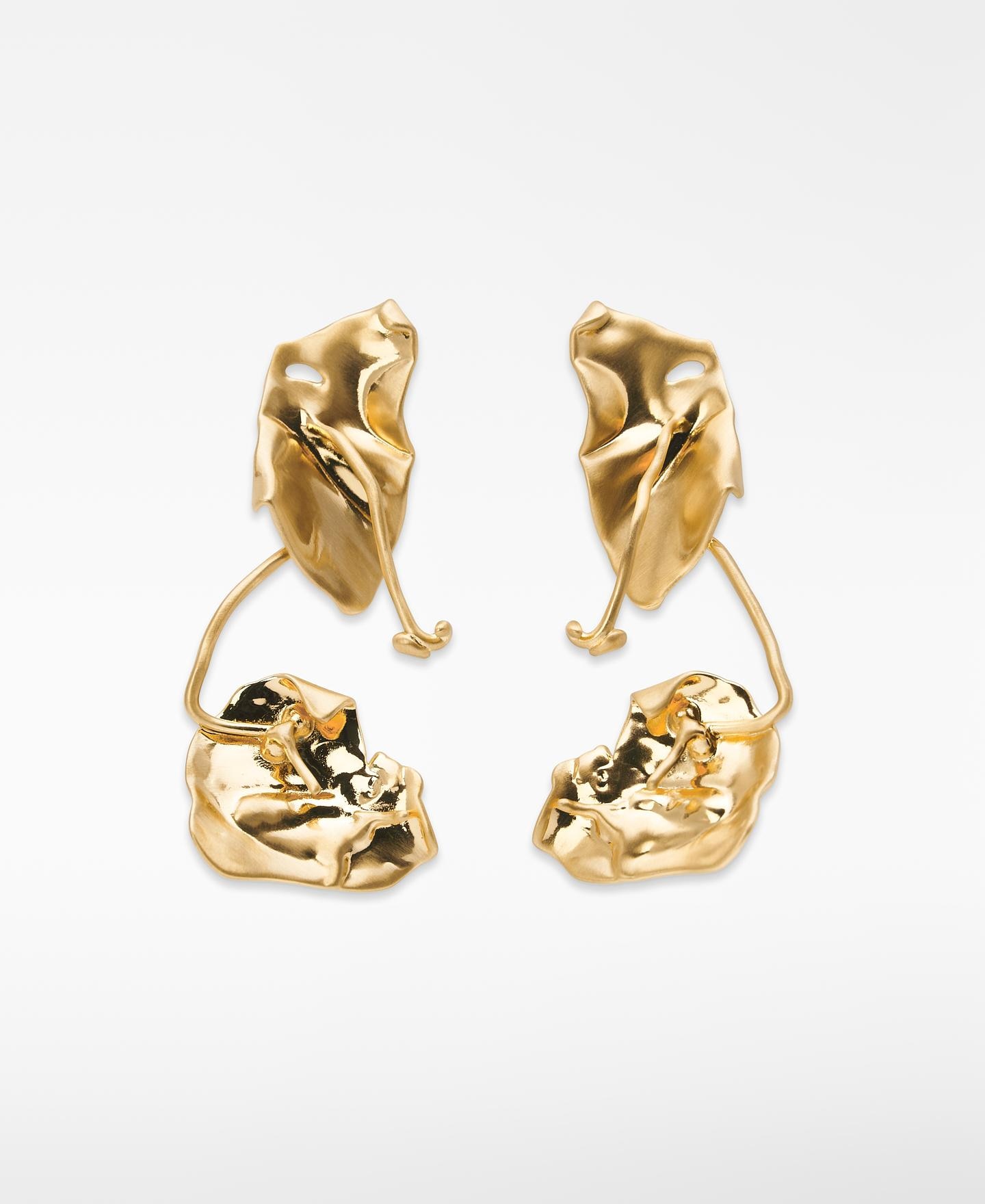 Imagen 0 de Pendientes flor con piezas tubulares Dorado