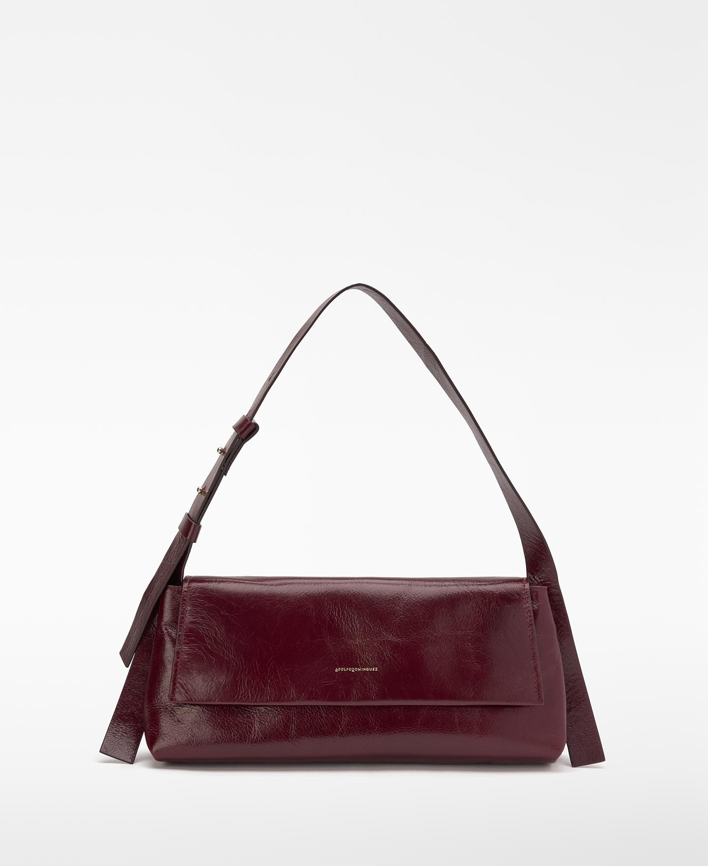 Imagen 0 de Bolso de hombro de mujer orión de piel con textura craquelada Burdeos