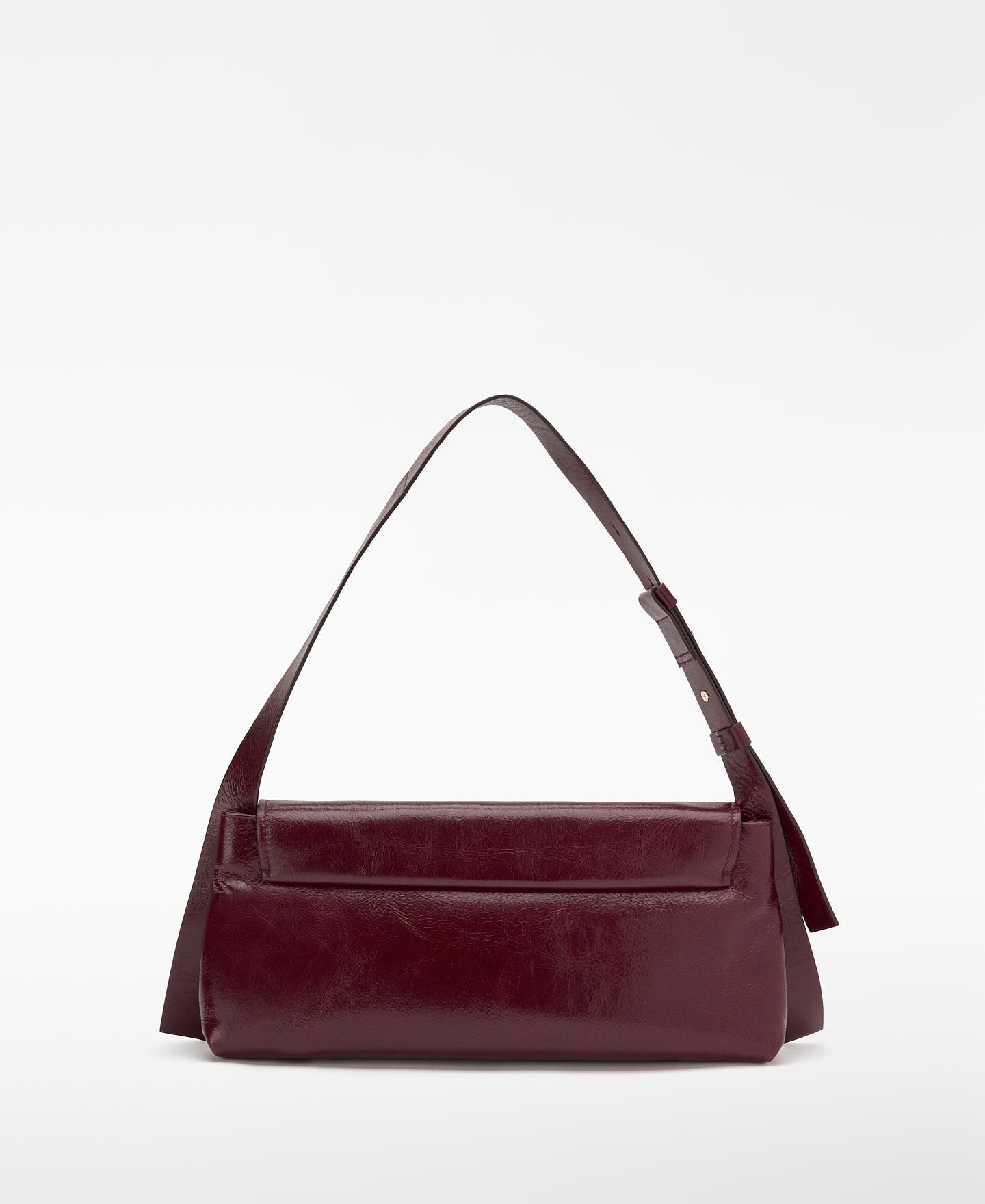 Bolso de hombro de mujer orión de piel con textura craquelada - Adolfo Dominguez - Burdeos Burdeos-6