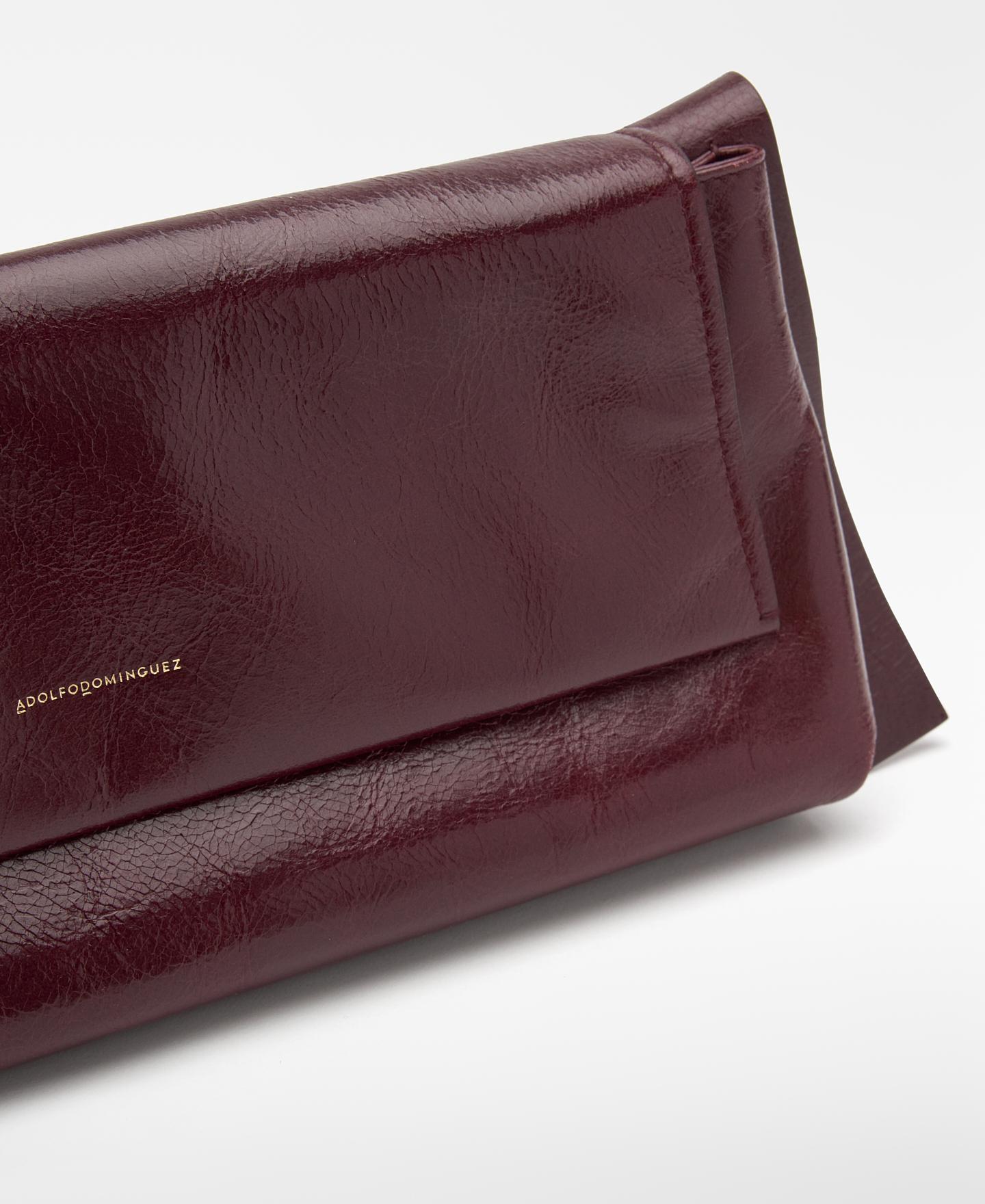 Bolso de hombro de mujer orión de piel con textura craquelada - Adolfo Dominguez - Burdeos Burdeos-7
