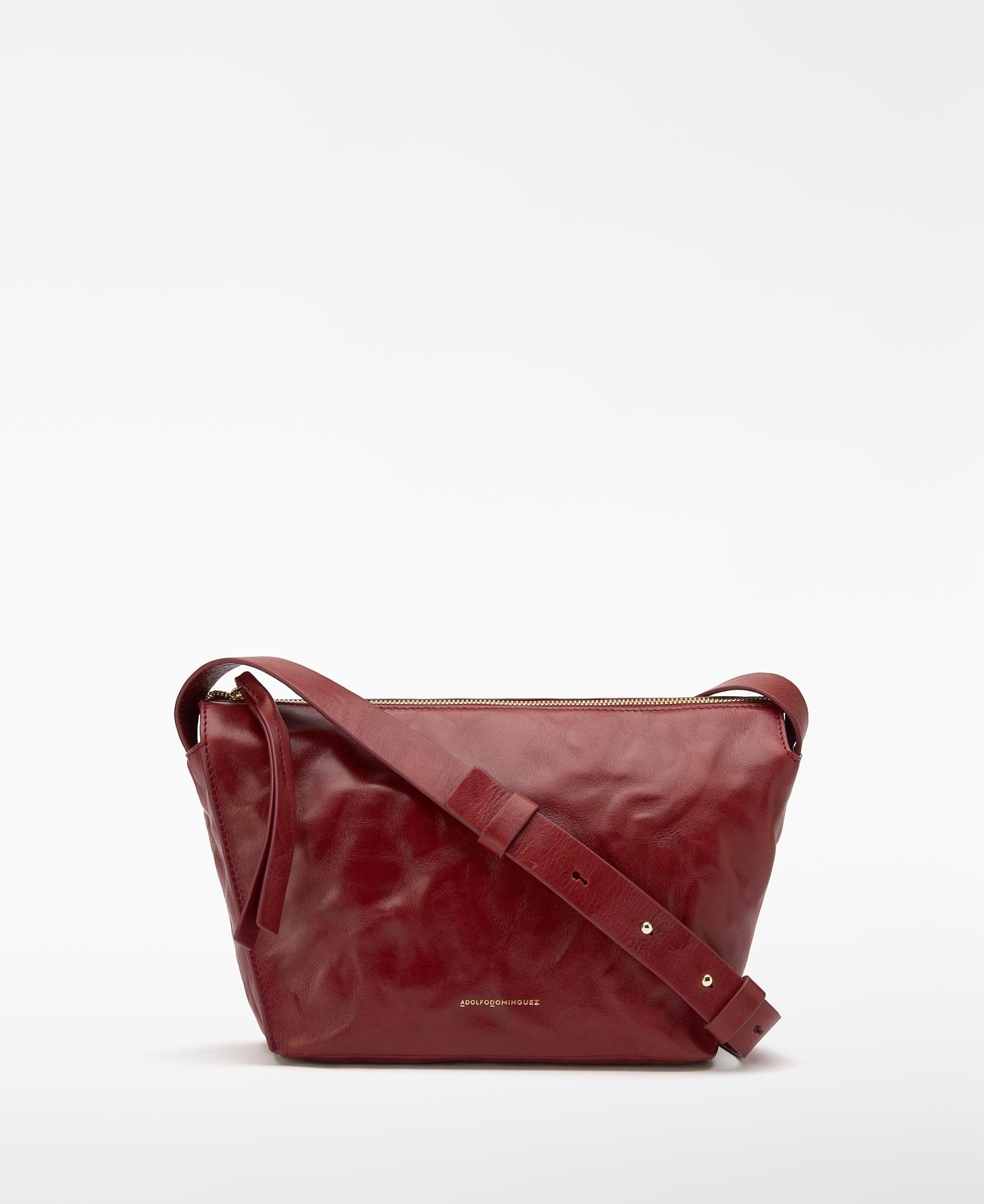 Bandolera de mujer de piel con asa regulable orión - Adolfo Dominguez - Rojo Rojo-1