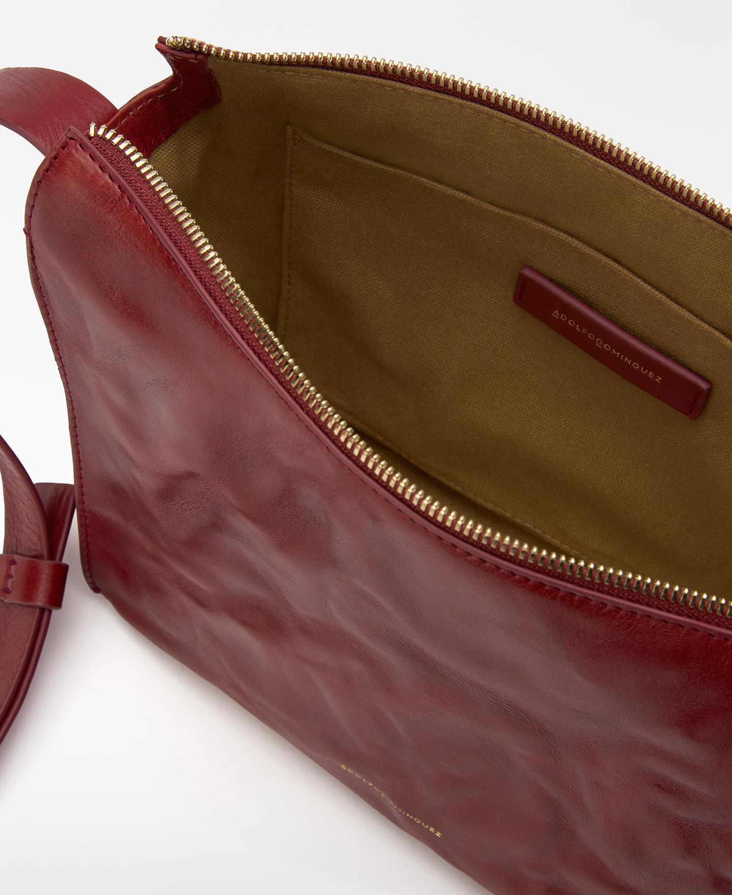 Bandolera de mujer de piel con asa regulable orión - Adolfo Dominguez - Rojo Rojo-6