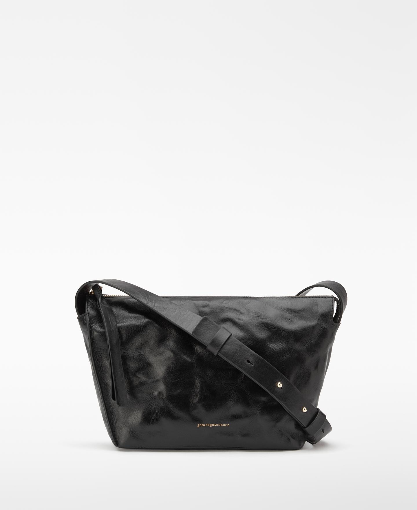 Bandolera de mujer de piel con asa regulable orión - Adolfo Dominguez - Negro Negro-1