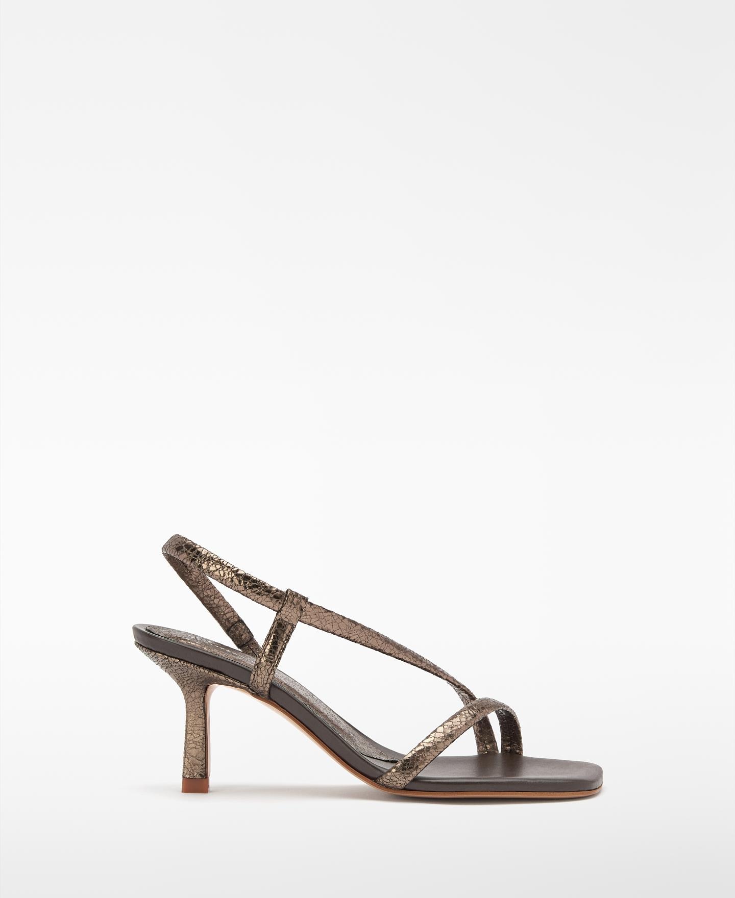 Sandalias de tiras de mujer de piel con puntera cuadrada y plantilla memory foam - Adolfo Dominguez - Dorado Dorado-1