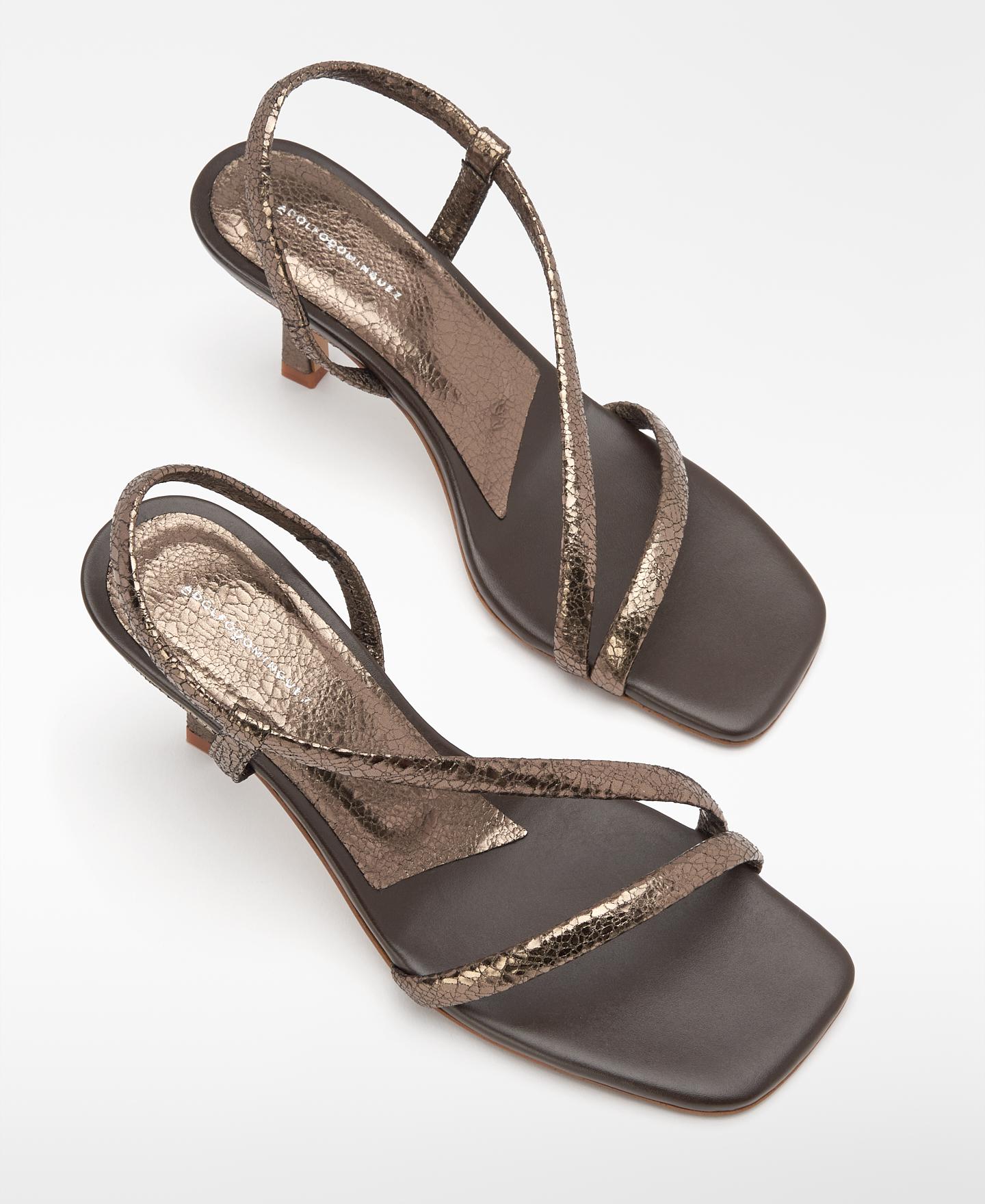 Sandalias de tiras de mujer de piel con puntera cuadrada y plantilla memory foam - Adolfo Dominguez - Dorado Dorado-3