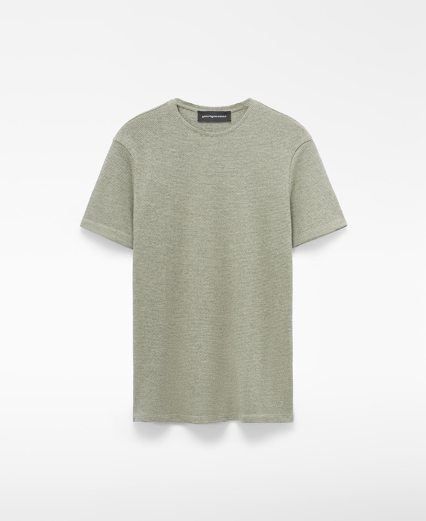 Camiseta de manga corta de hombre regular fit con algodón y cuello caja - Adolfo Dominguez - Gris verdoso Gris verdoso-6