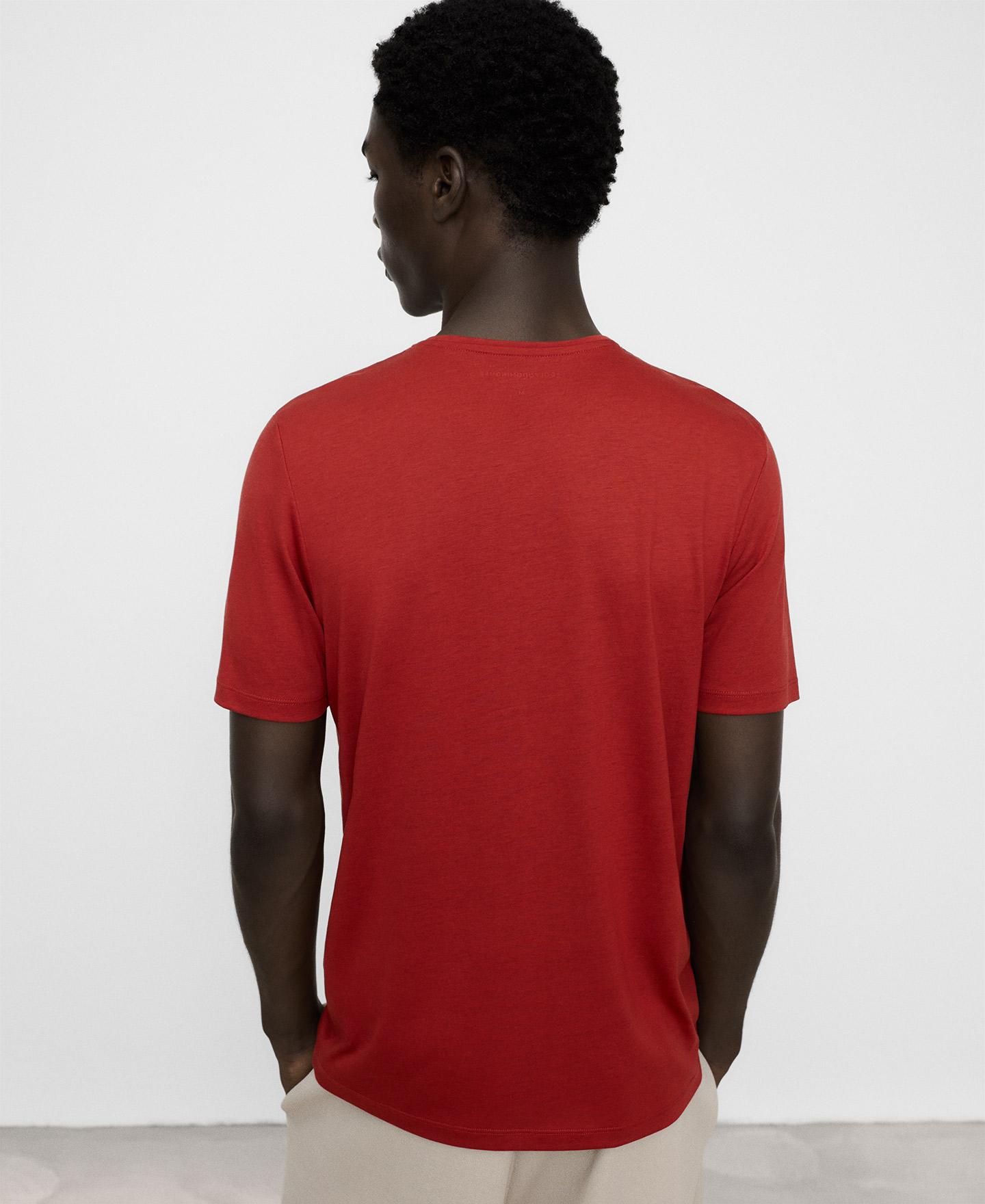 Camiseta de manga corta de hombre regular fit en lyocell y algodón - Adolfo Dominguez - Rojo Rojo-3