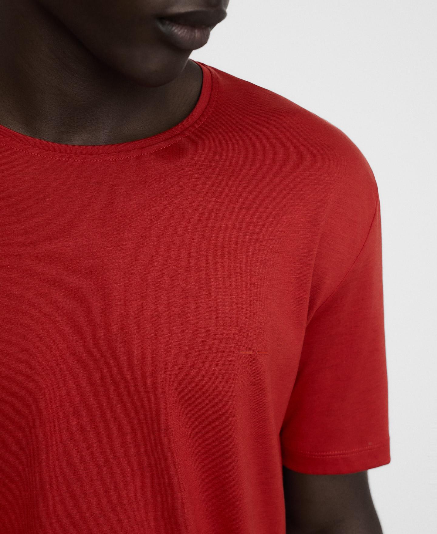 Camiseta de manga corta de hombre regular fit en lyocell y algodón - Adolfo Dominguez - Rojo Rojo-4