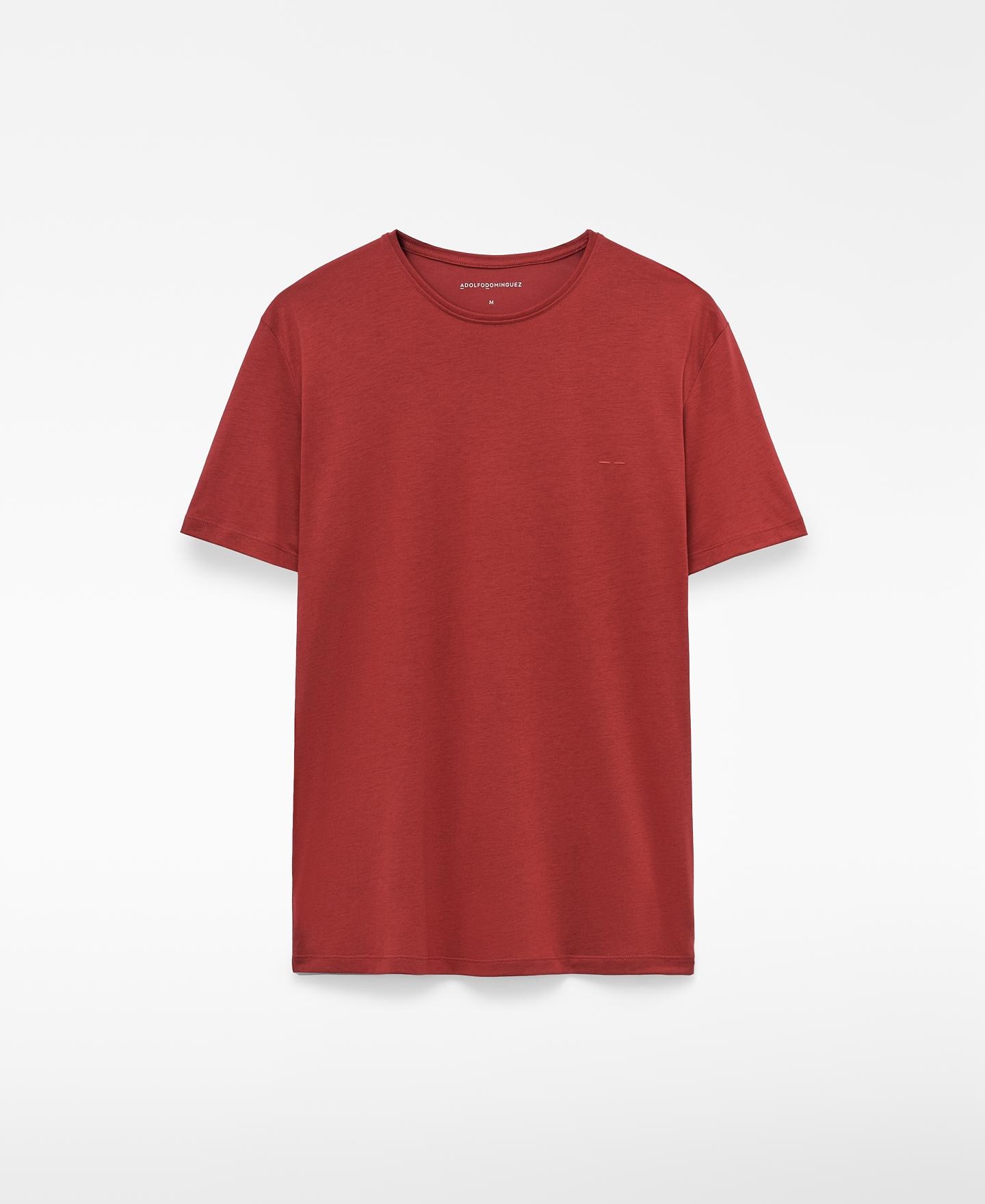 Camiseta de manga corta de hombre regular fit en lyocell y algodón - Adolfo Dominguez - Rojo Rojo-6