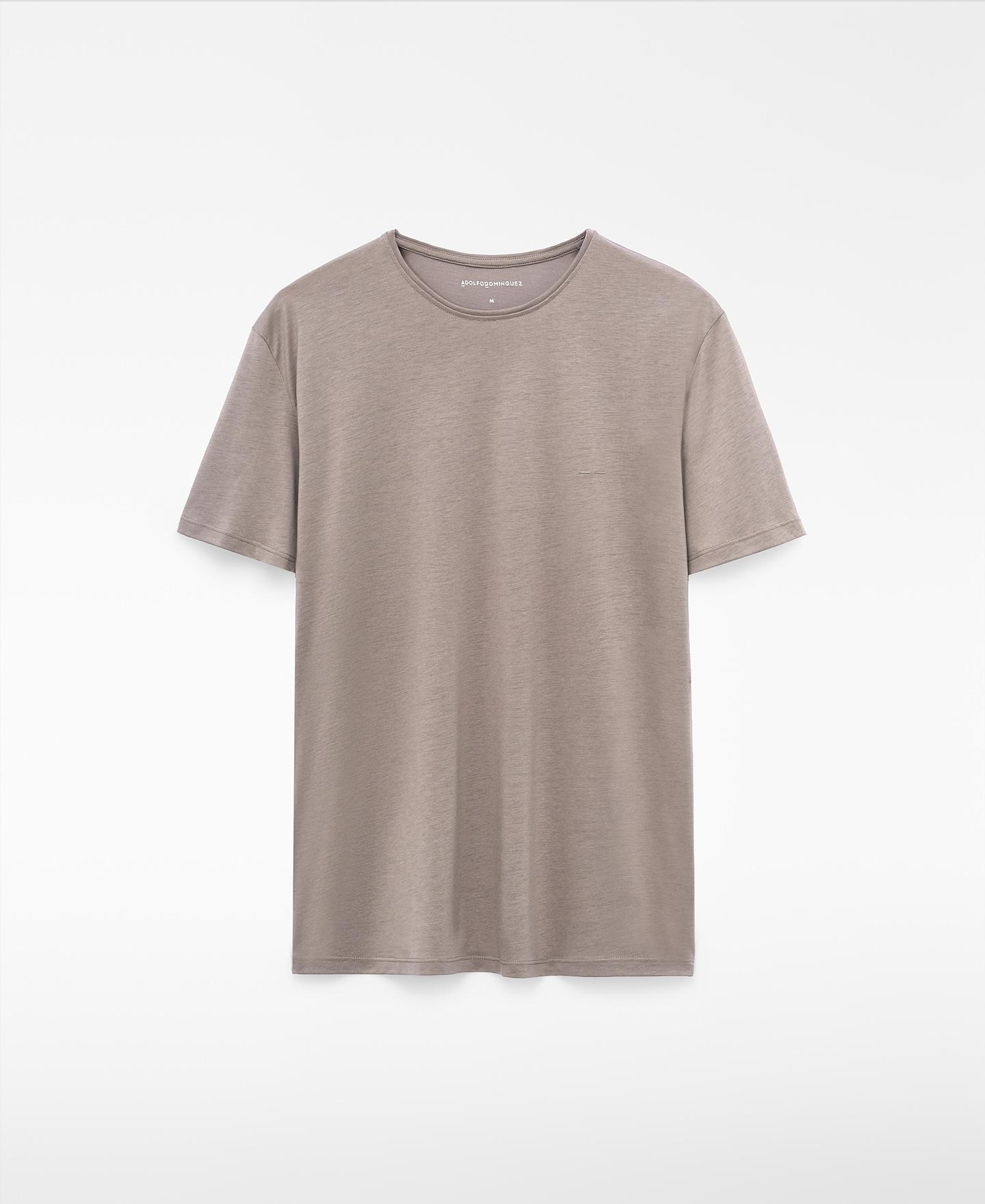 Camiseta de manga corta de hombre regular fit en lyocell y algodón - Adolfo Dominguez - Topo Topo-6