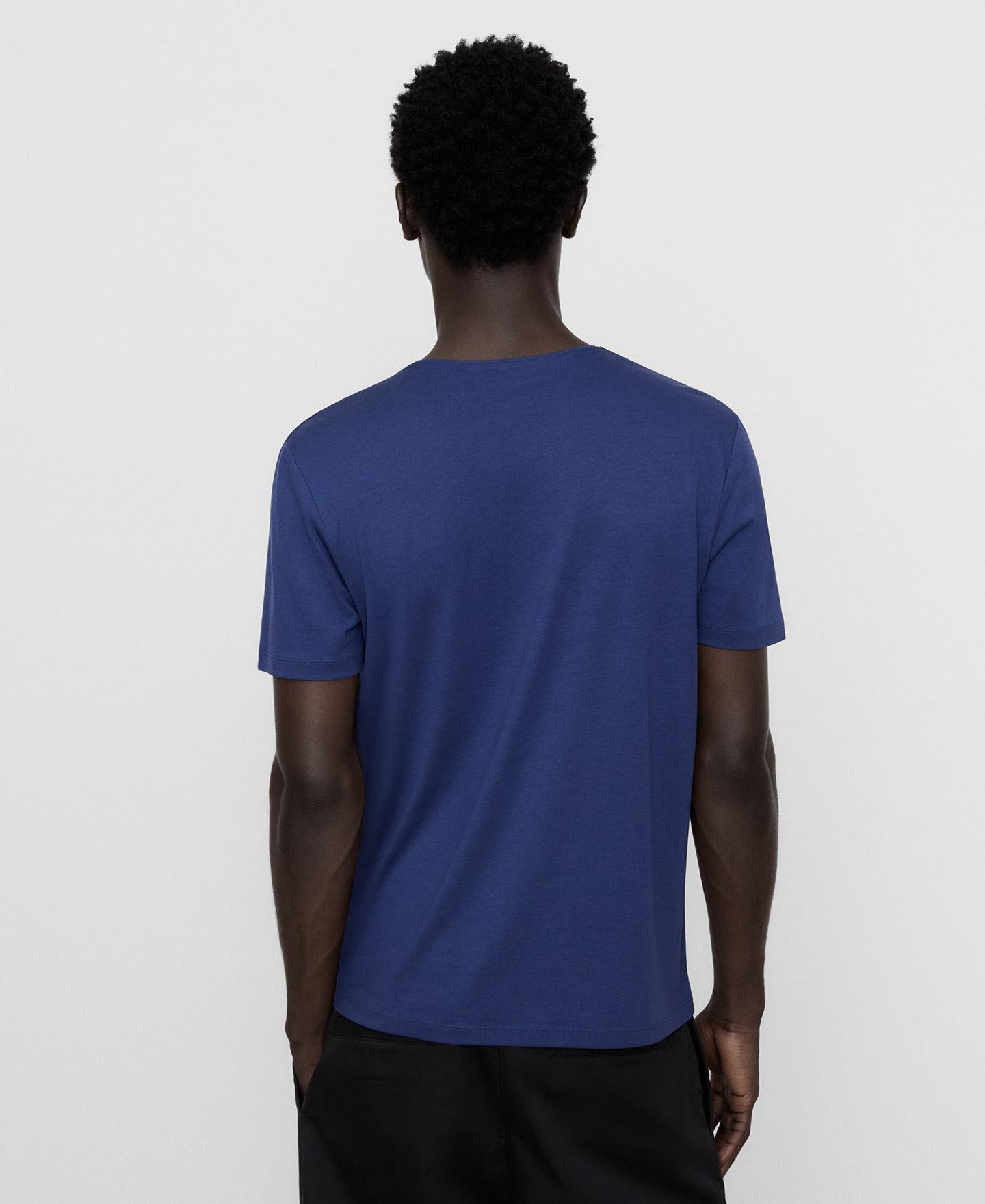 Camiseta de manga corta de hombre regular fit en lyocell y algodón - Adolfo Dominguez - Azul Cobalto Azul Cobalto-3
