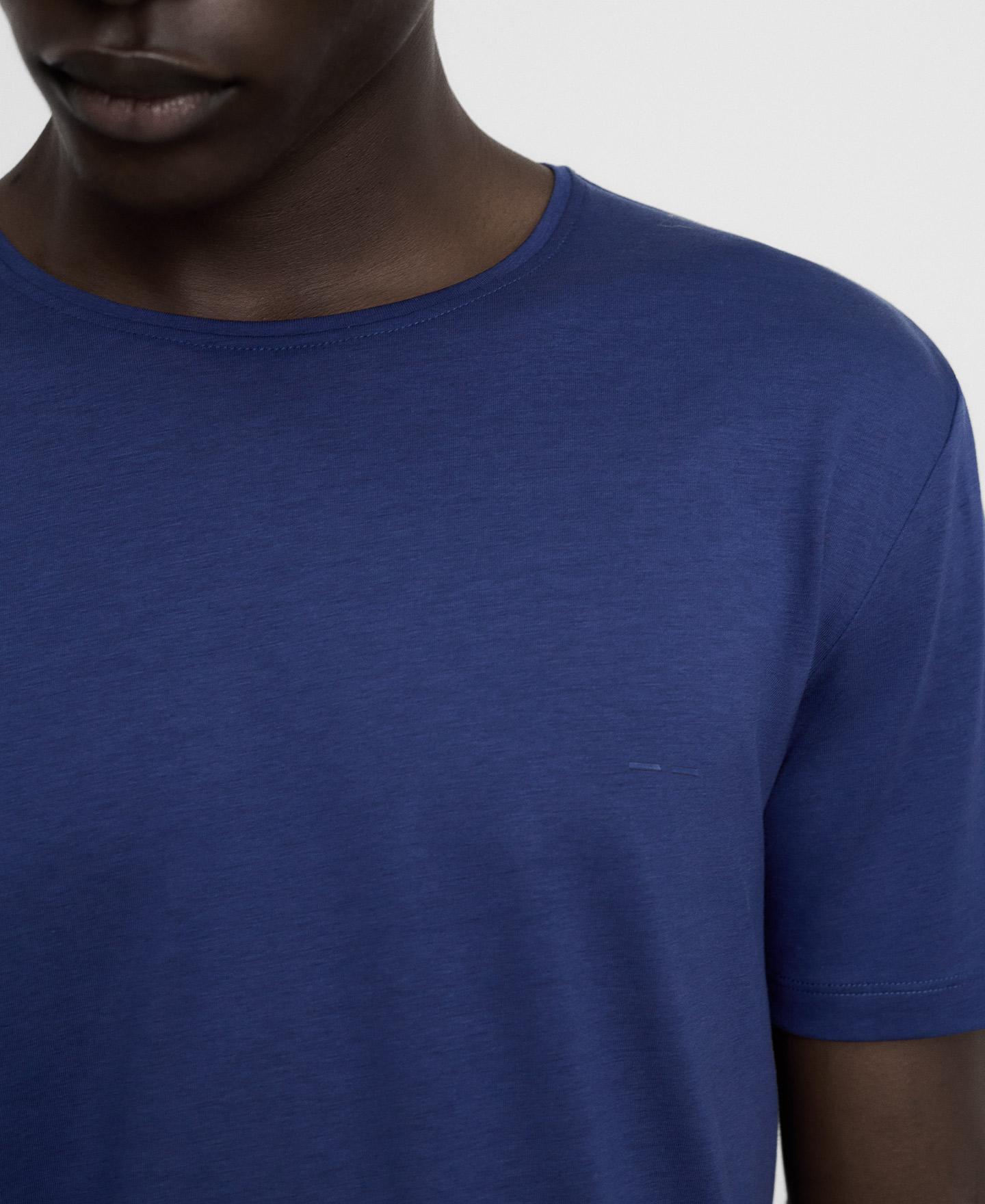 Camiseta de manga corta de hombre regular fit en lyocell y algodón - Adolfo Dominguez - Azul Cobalto Azul Cobalto-4
