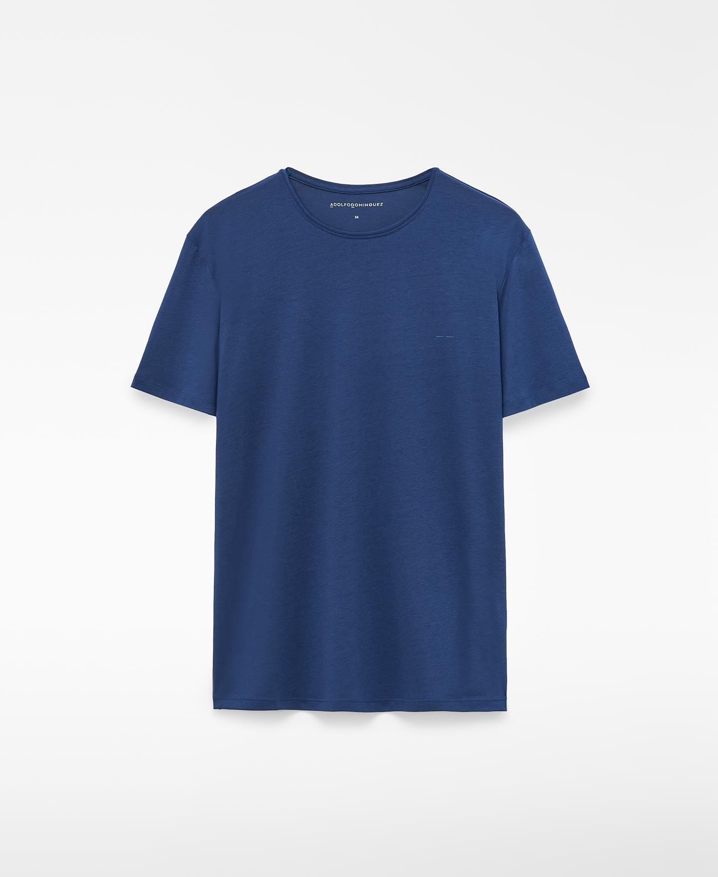 Camiseta de manga corta de hombre regular fit en lyocell y algodón - Adolfo Dominguez - Azul Cobalto Azul Cobalto-6