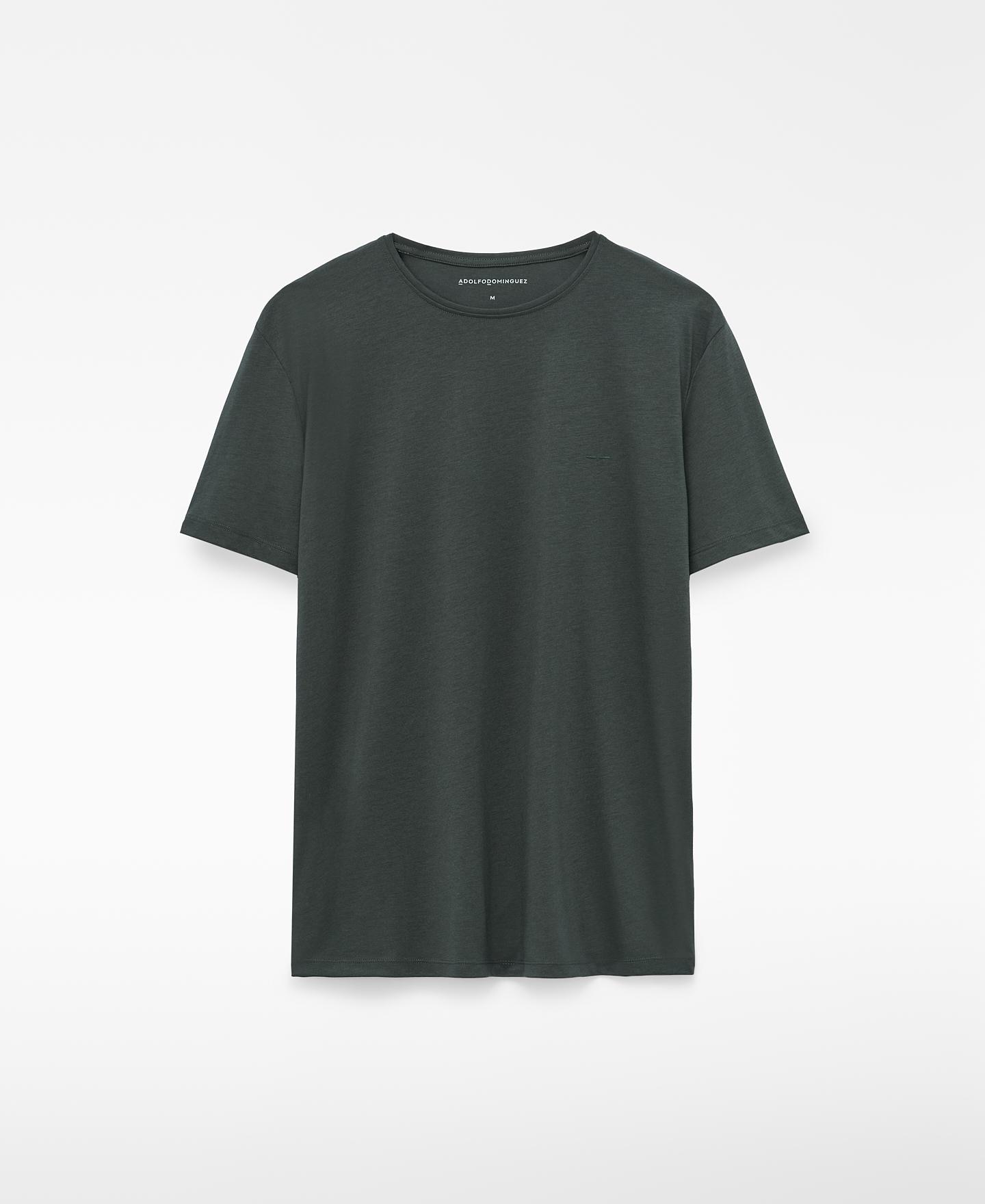 Camiseta de manga corta de hombre regular fit en lyocell y algodón - Adolfo Dominguez - Petróleo Petróleo-6