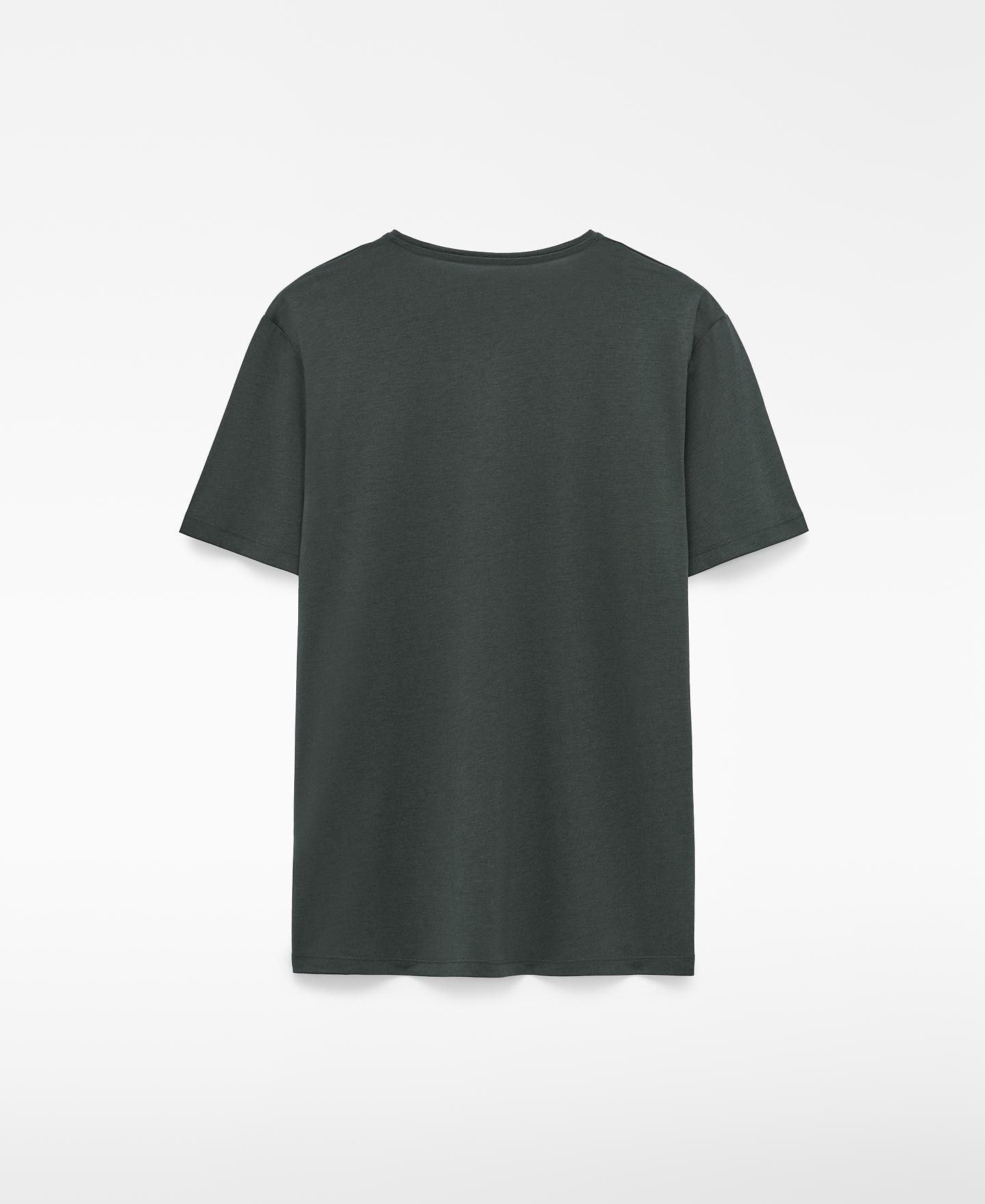Camiseta de manga corta de hombre regular fit en lyocell y algodón - Adolfo Dominguez - Petróleo Petróleo-5