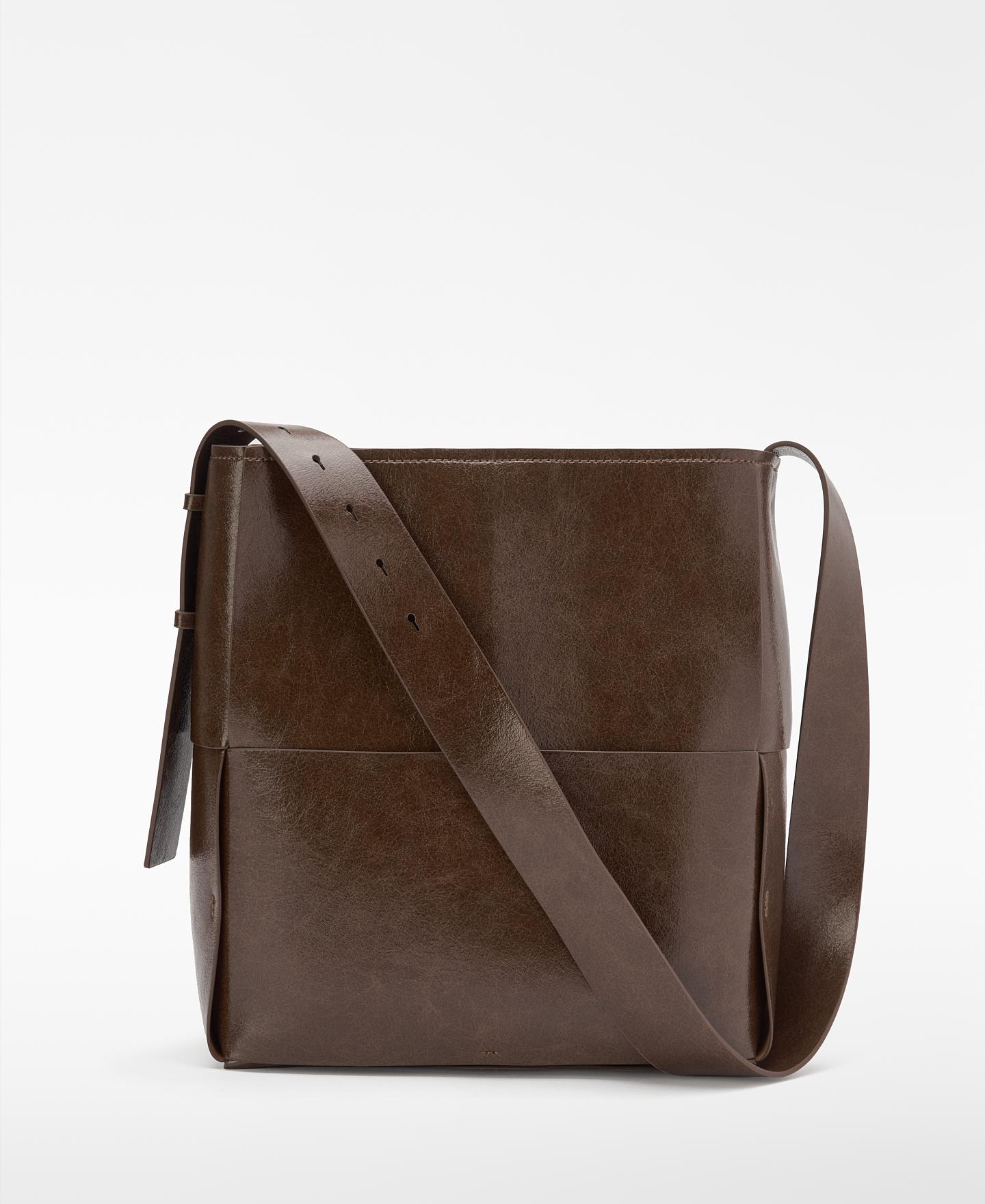 Bolso de hombro de mujer horizonte vertical con estructura trenzada - Adolfo Dominguez - Marrón Marrón-6