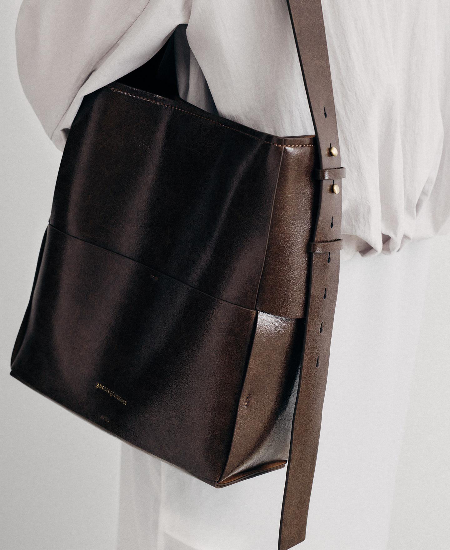 Bolso de hombro de mujer horizonte vertical con estructura trenzada - Adolfo Dominguez - Marrón Marrón-4