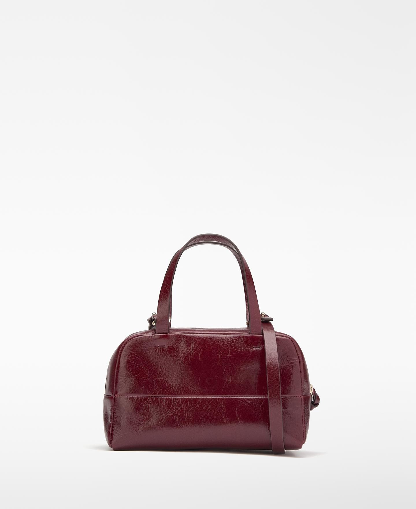 Bolso de mano de mujer orión de piel con cierre cremallera y textura craquelada - Adolfo Dominguez - Burdeos Burdeos-2