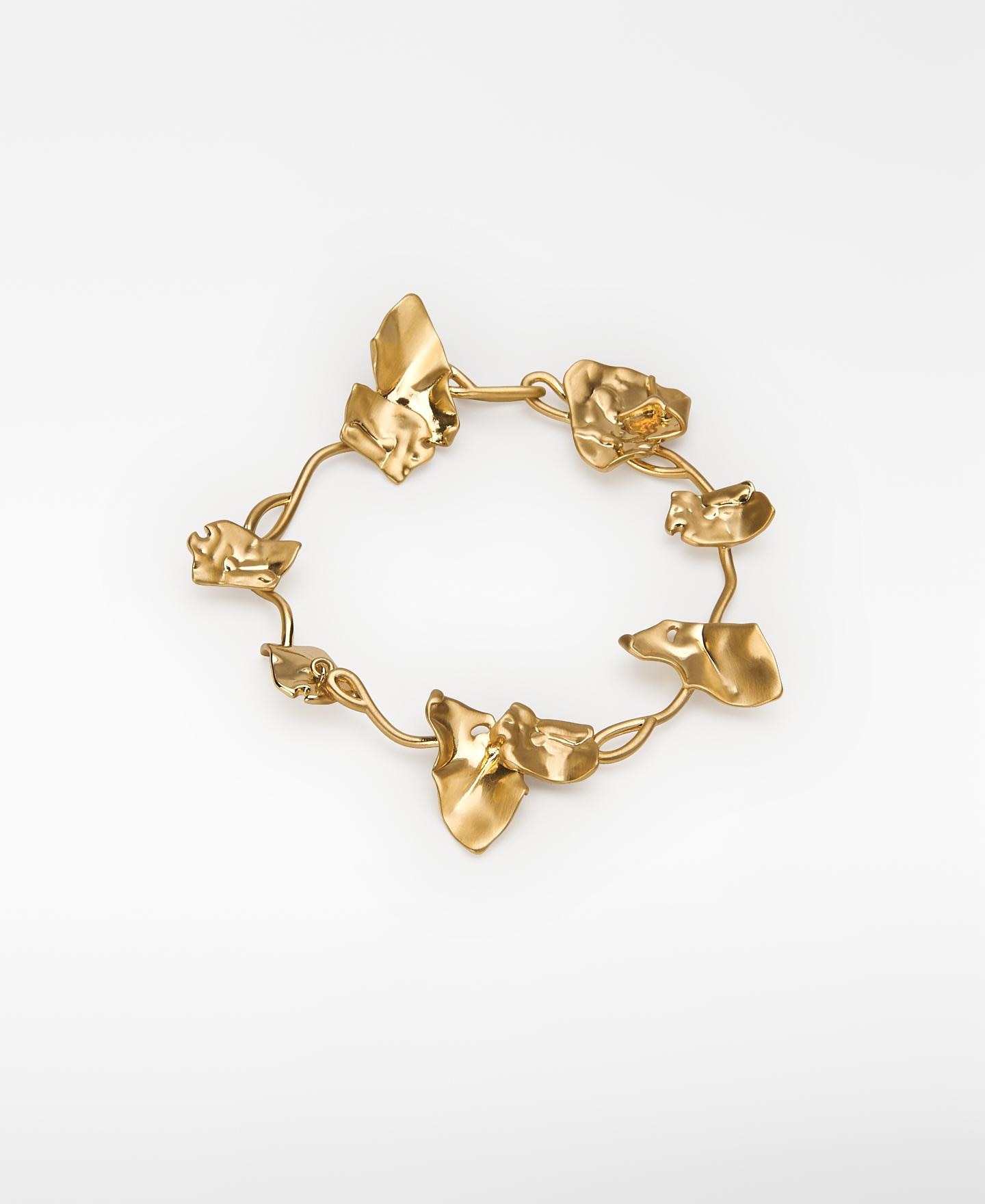 Imagen 0 de Pulsera flor con piezas tubulares Dorado