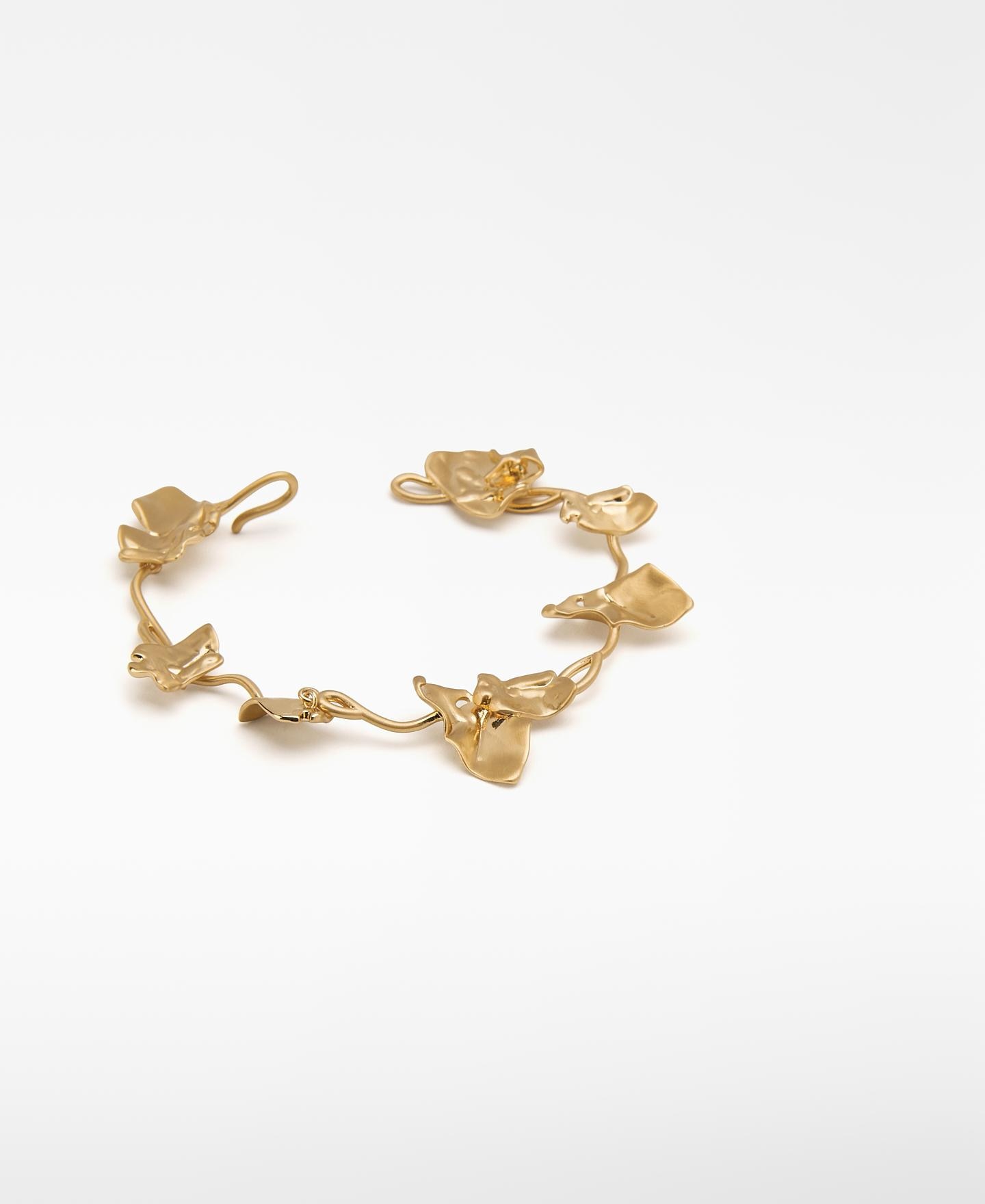 Pulsera flor con piezas tubulares - Adolfo Dominguez - Dorado Dorado-2