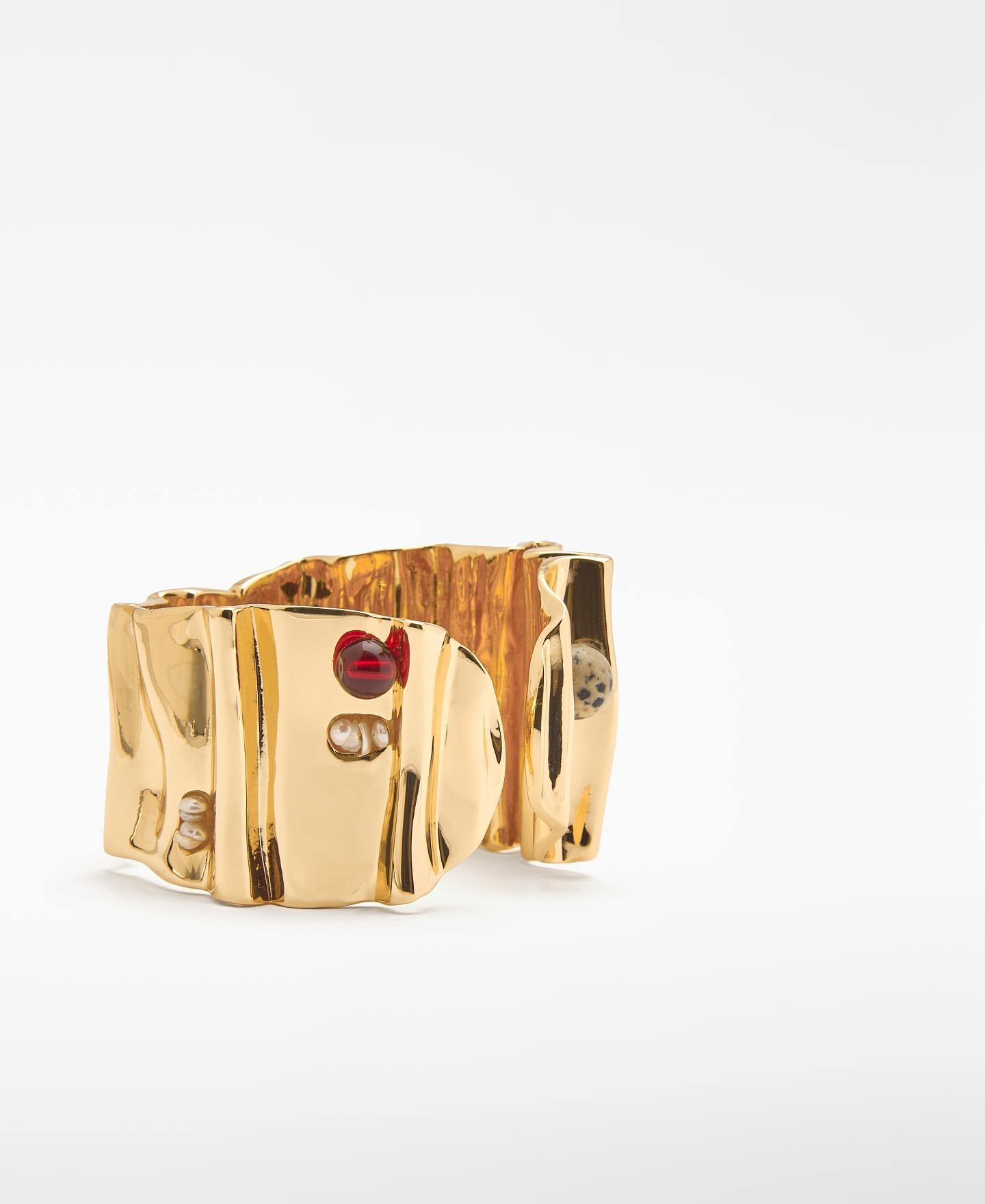 Pulsera con perlas y cerámica - Adolfo Dominguez - Dorado Dorado-2