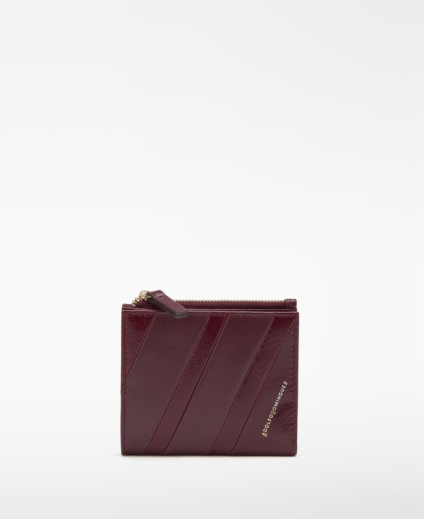 Cartera de mujer orión de piel con patchwork y cierre cremallera - Adolfo Dominguez - Burdeos Burdeos-1