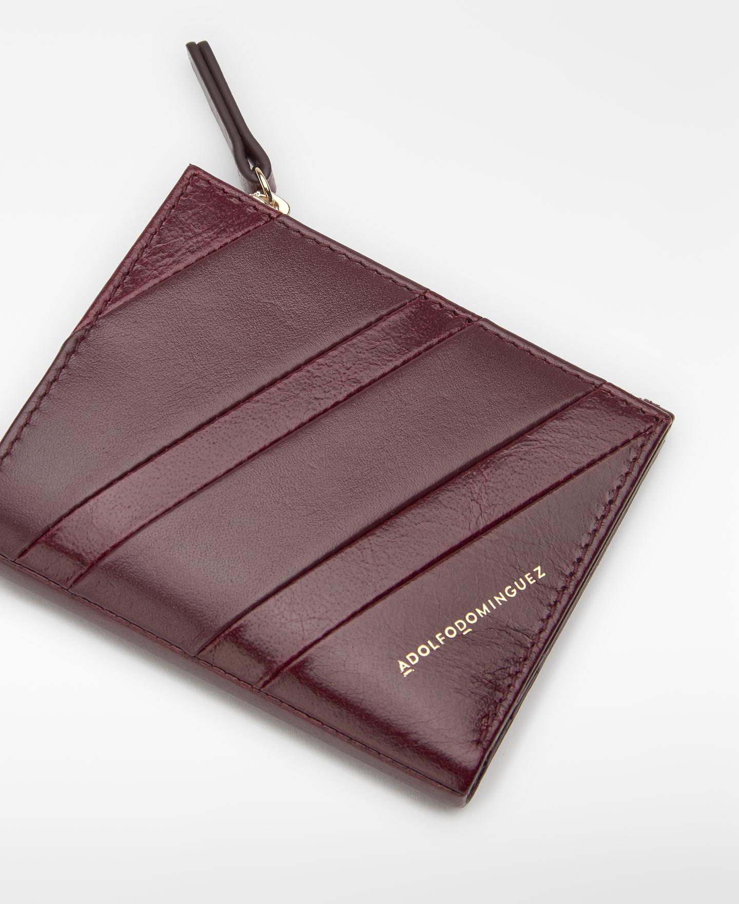Cartera de mujer orión de piel con patchwork y cierre cremallera - Adolfo Dominguez - Burdeos Burdeos-2