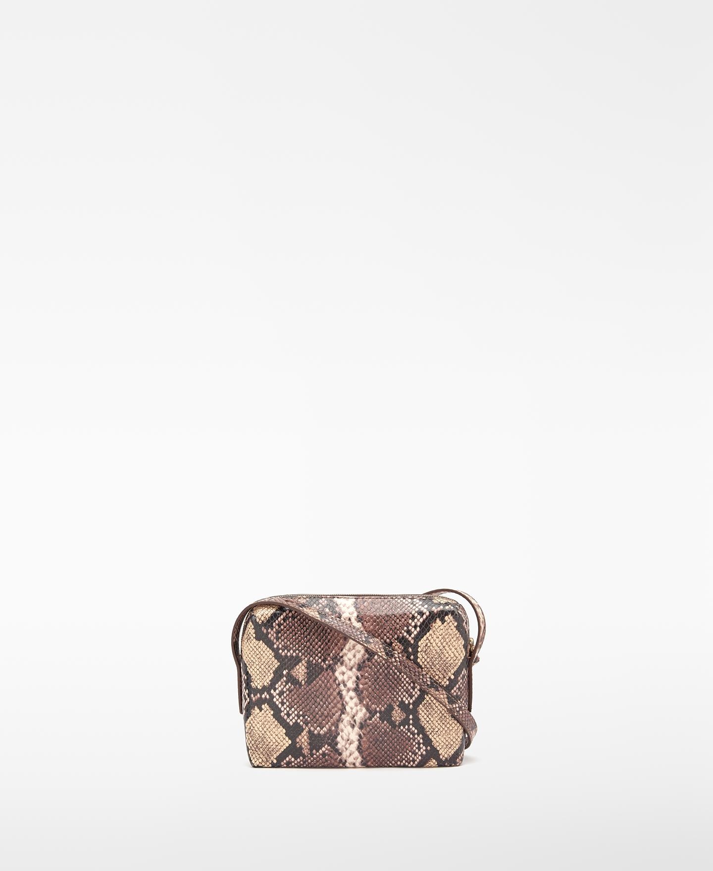 Bandolera de mujer mini de piel con grabado serpiente orión - Adolfo Dominguez - Marrón Marrón-5