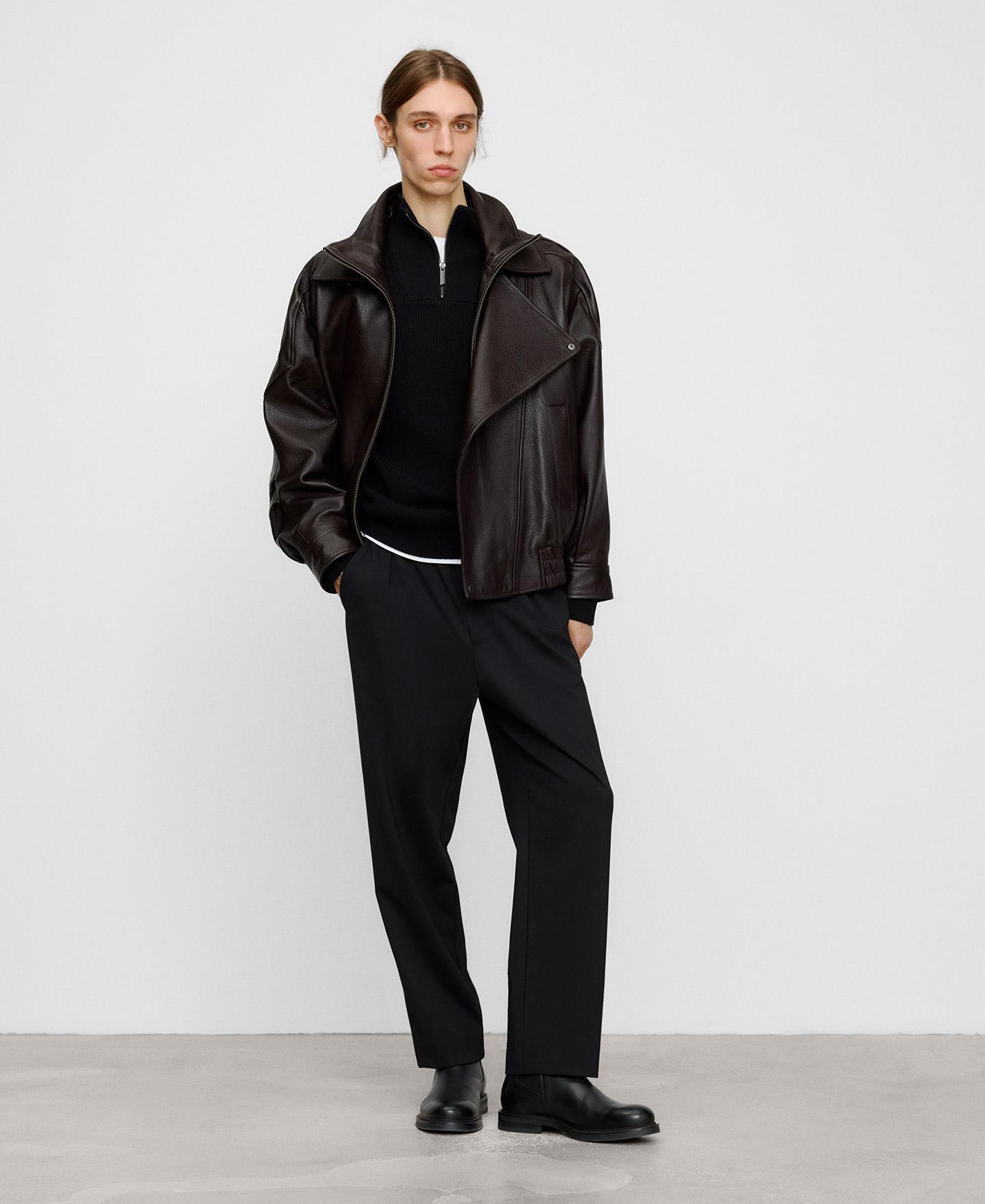 Imagen 2 de Pantalón jogger de hombre con pinzas y cinturilla elástica - Adolfo Dominguez - Negro Negro