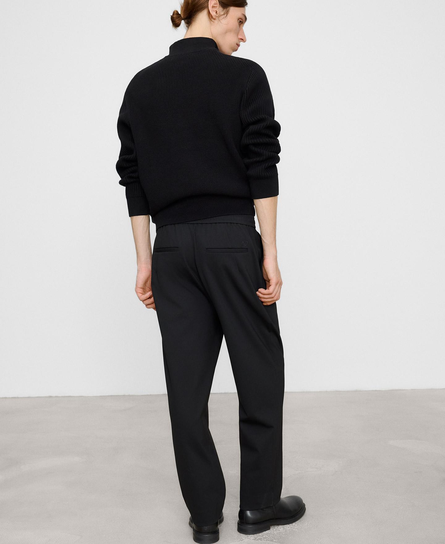 Imagen 3 de Pantalón jogger de hombre con pinzas y cinturilla elástica - Adolfo Dominguez - Negro Negro