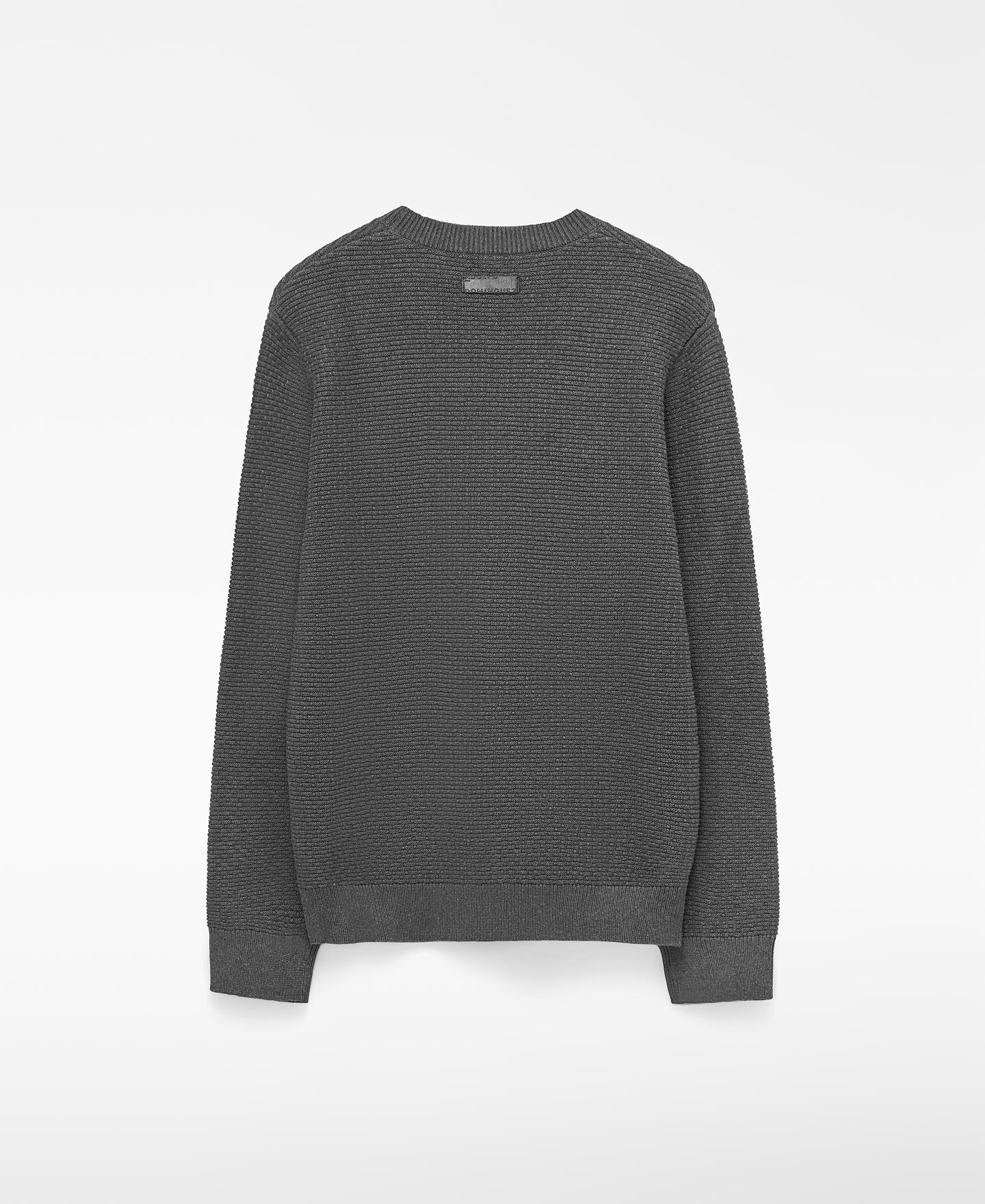 Jersey de hombre de algodón con cuello caja en canalé - Adolfo Dominguez - Gris Gris-2