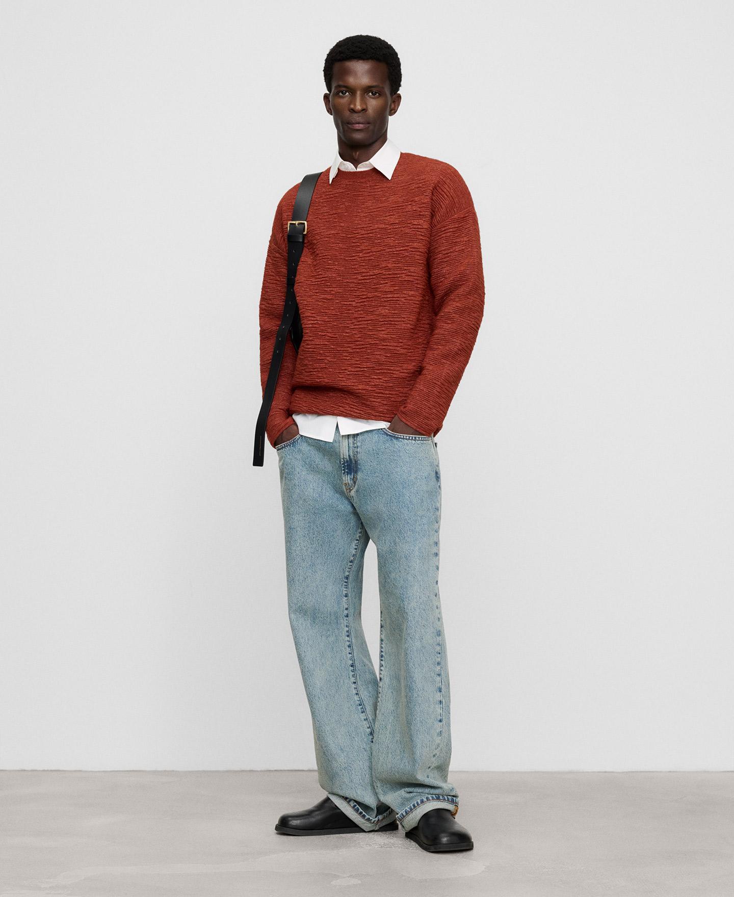 Jersey de hombre cuello caja con textura irregular - Adolfo Dominguez - Rojo Rojo-2