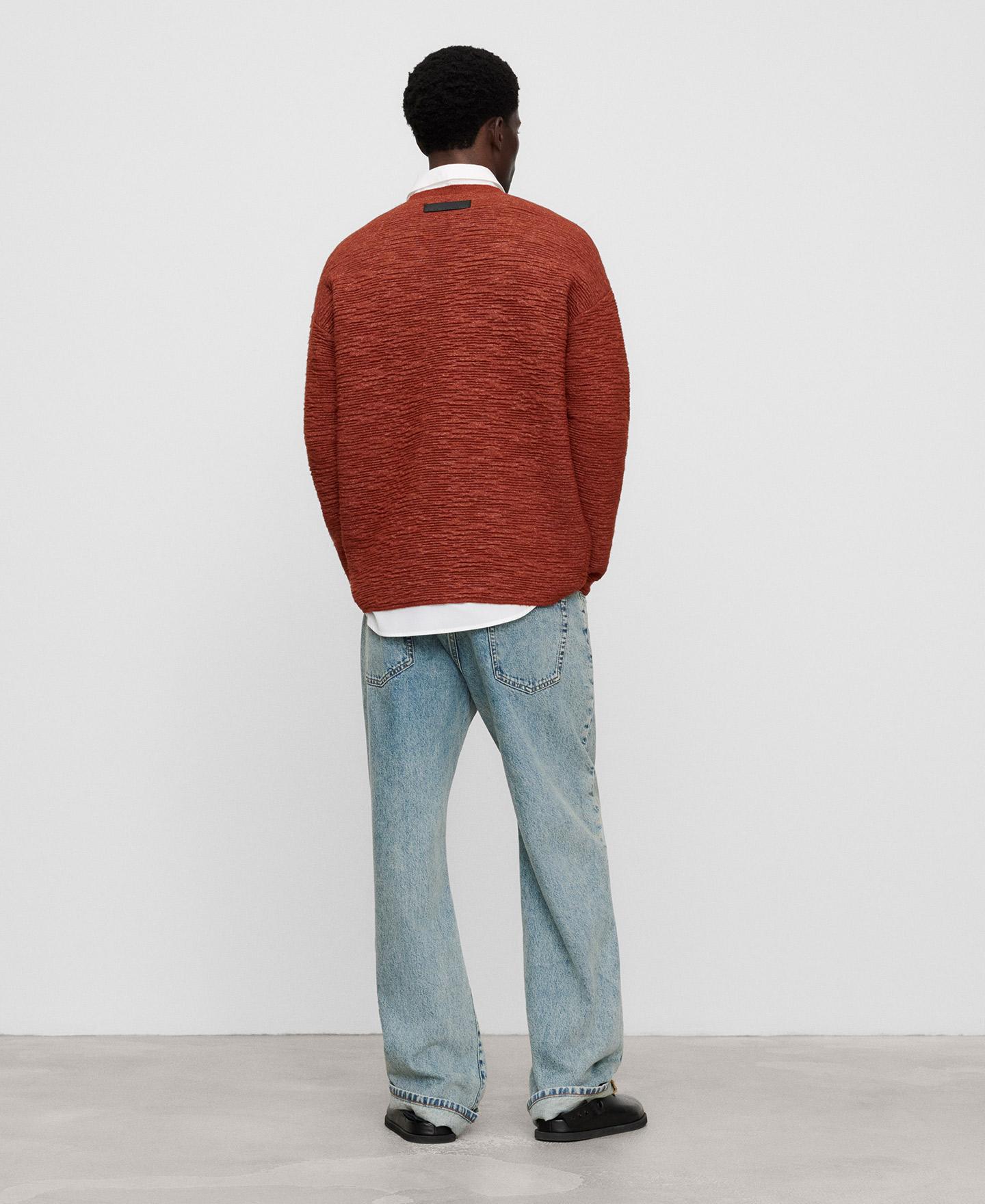 Jersey de hombre cuello caja con textura irregular - Adolfo Dominguez - Rojo Rojo-3