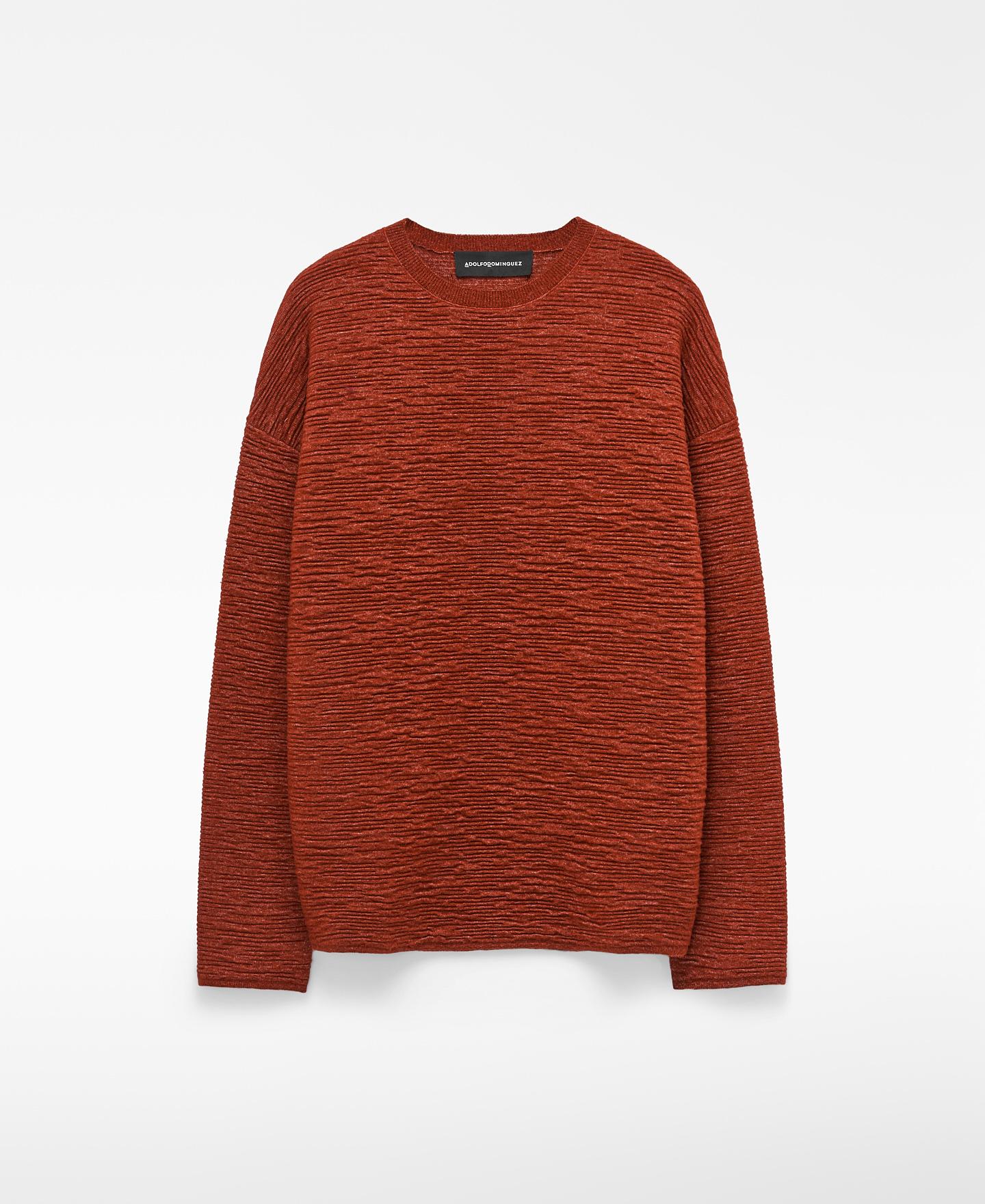 Jersey de hombre cuello caja con textura irregular - Adolfo Dominguez - Rojo Rojo-6
