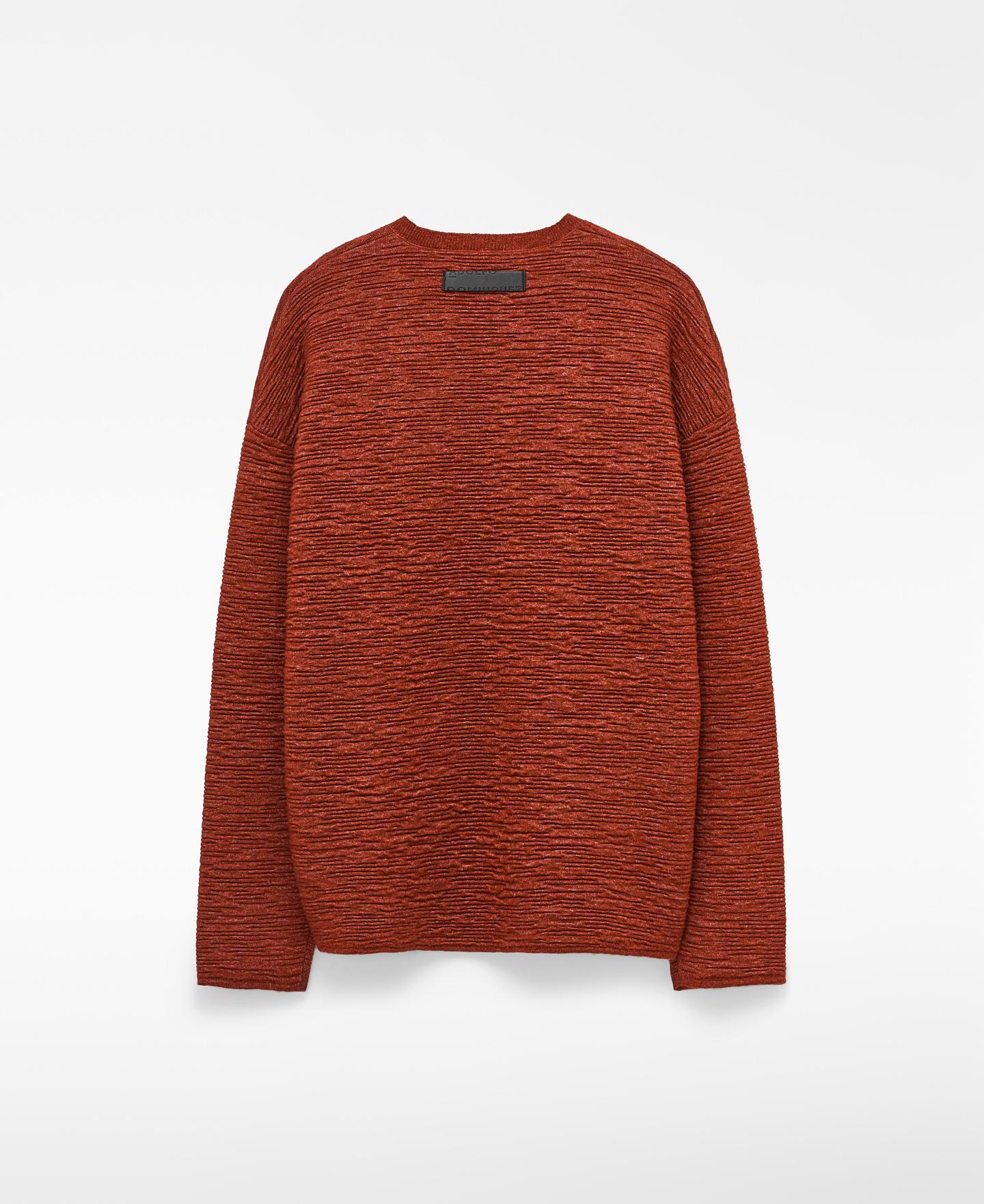 Jersey de hombre cuello caja con textura irregular - Adolfo Dominguez - Rojo Rojo-5