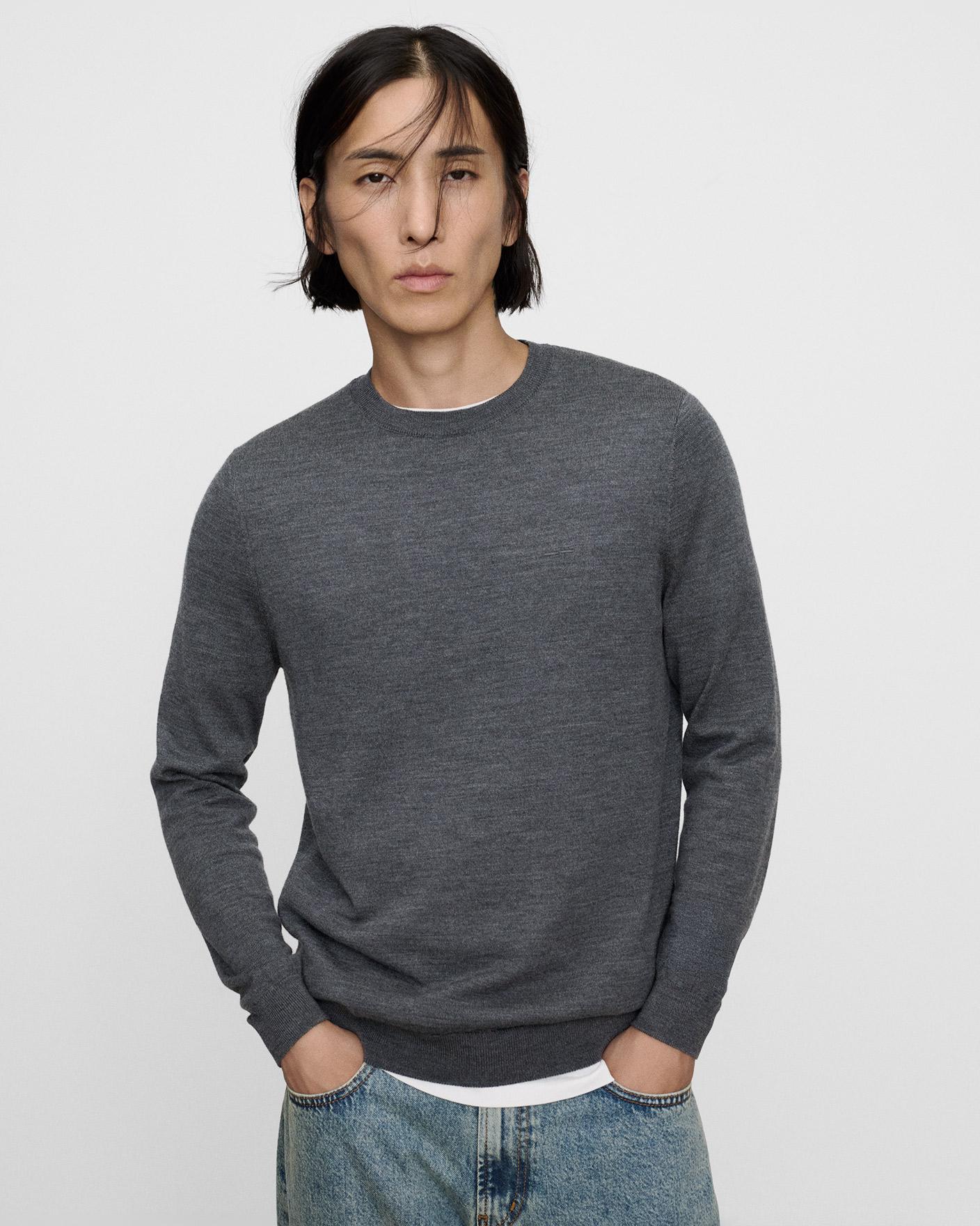 Imagen 0 de Jersey de hombre con cuello caja de lana merino Gris