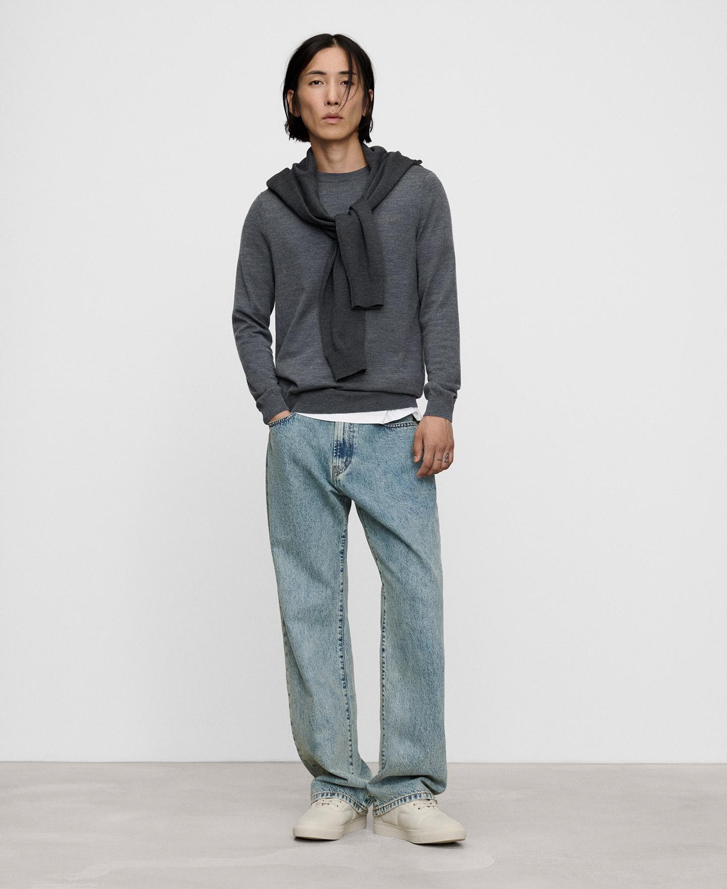 Jersey de hombre con cuello caja de lana merino - Adolfo Dominguez - Gris Gris-2