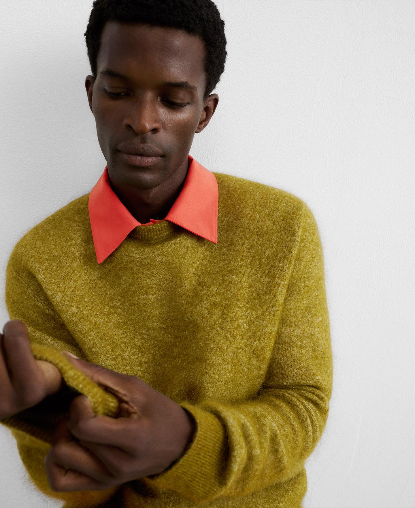 Jersey de hombre con mohair y cuello caja - Adolfo Dominguez - Verde Verde-4