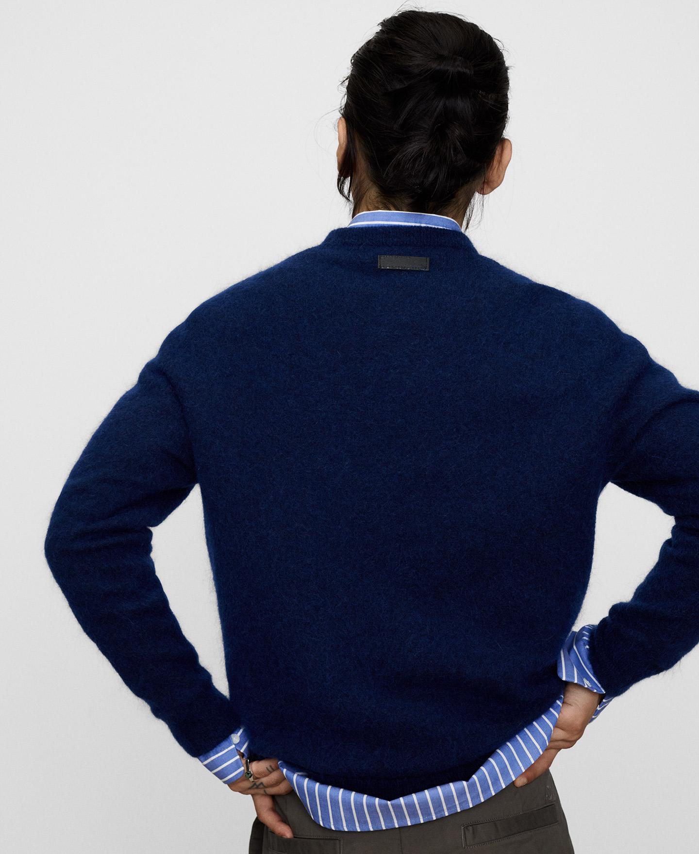 Jersey de hombre cuello caja con lana merino - Adolfo Dominguez - Azul Azul-3