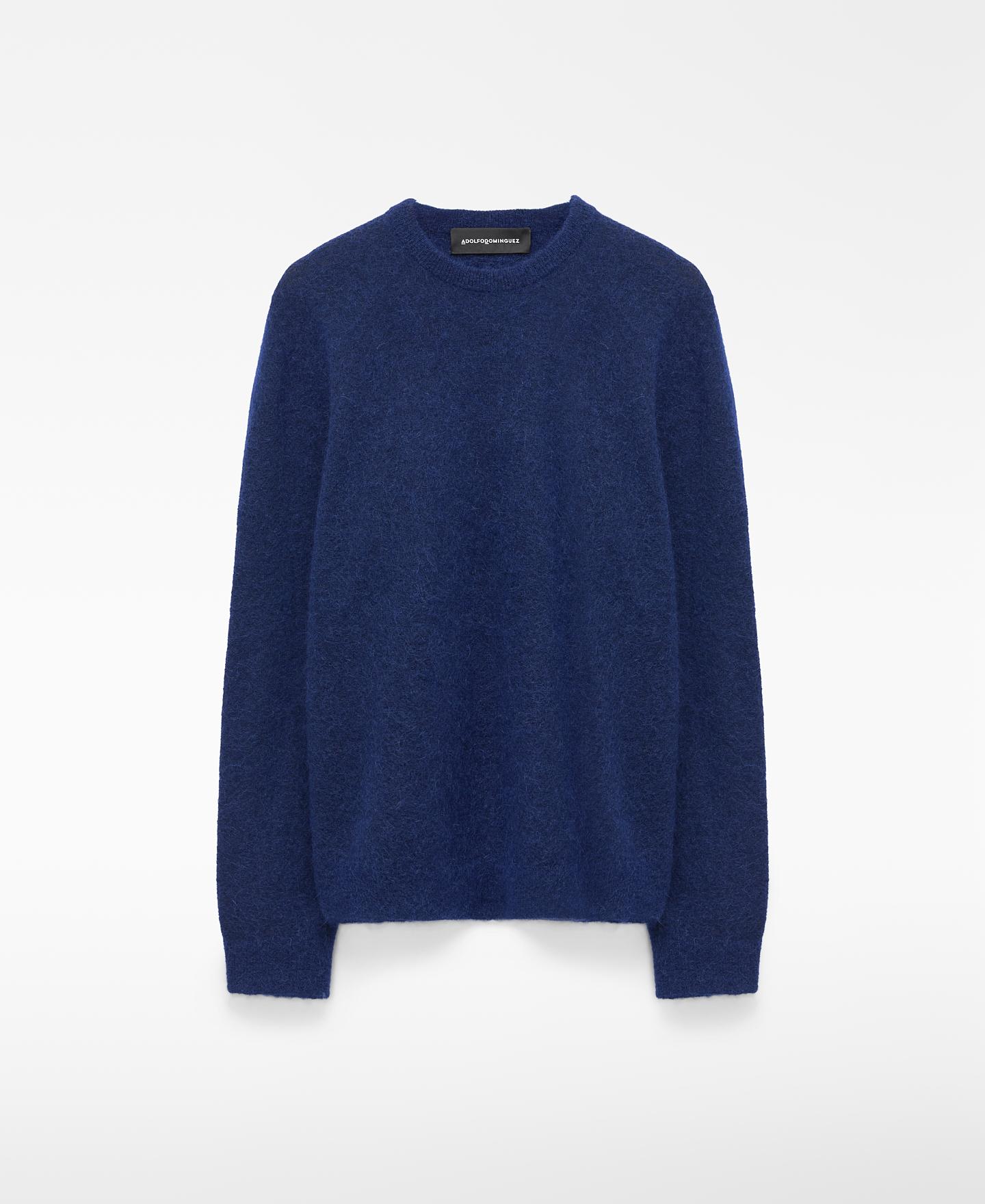 Jersey de hombre cuello caja con lana merino - Adolfo Dominguez - Azul Azul-6
