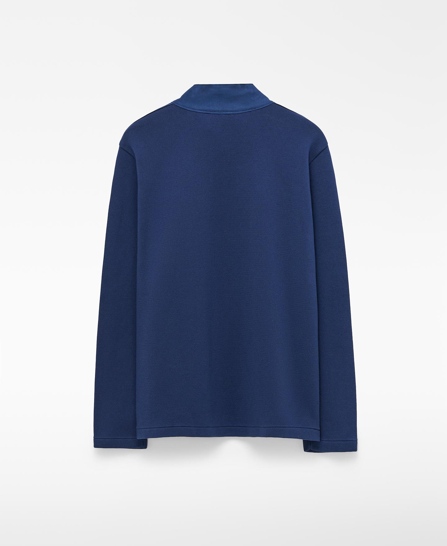 Cárdigan de hombre en antelina y punto de algodón con cremallera - Adolfo Dominguez - Azul marino Azul marino-2