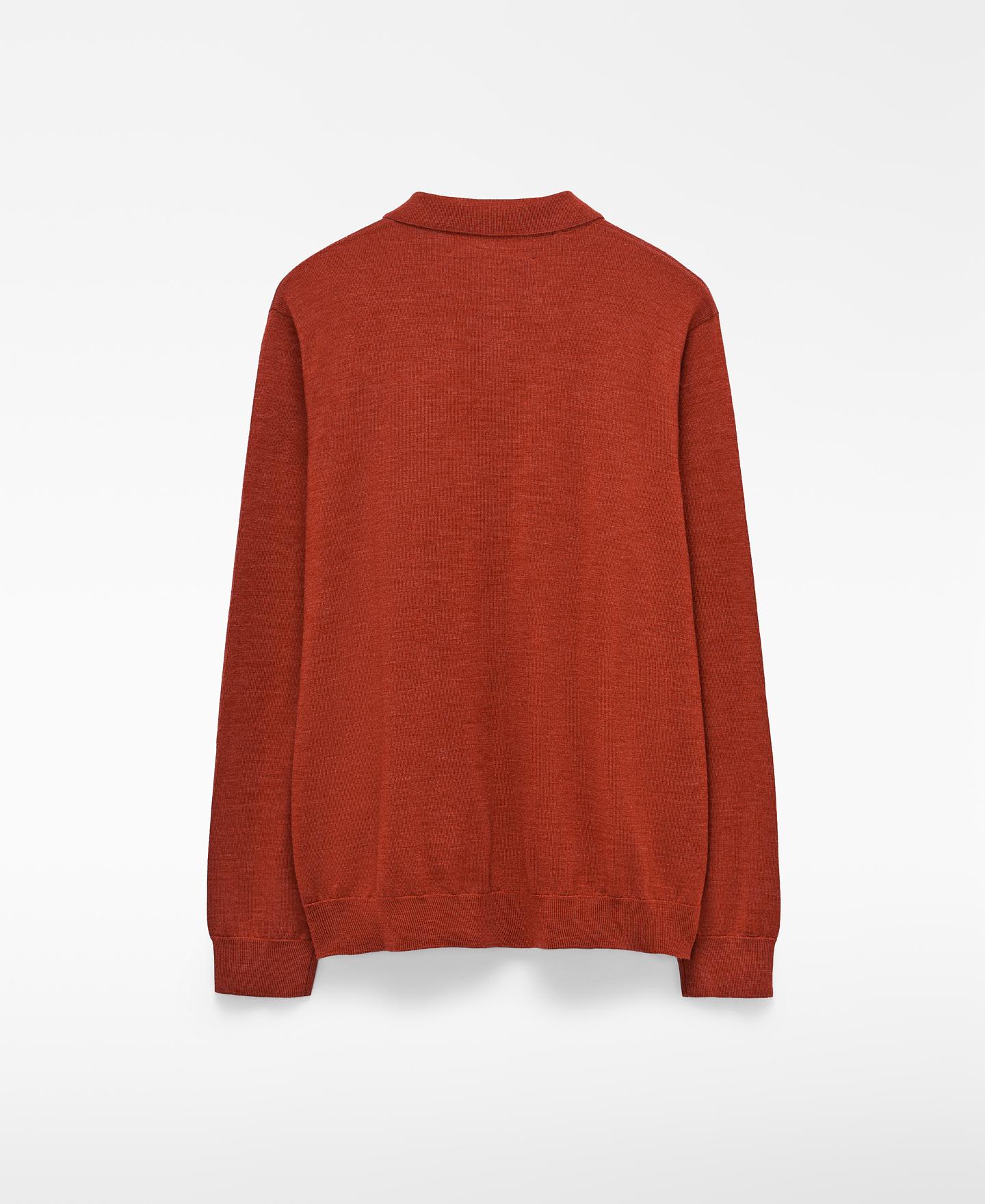 Polo de hombre de lana merino con cuello italiano - Adolfo Dominguez - Rojo Rojo-5