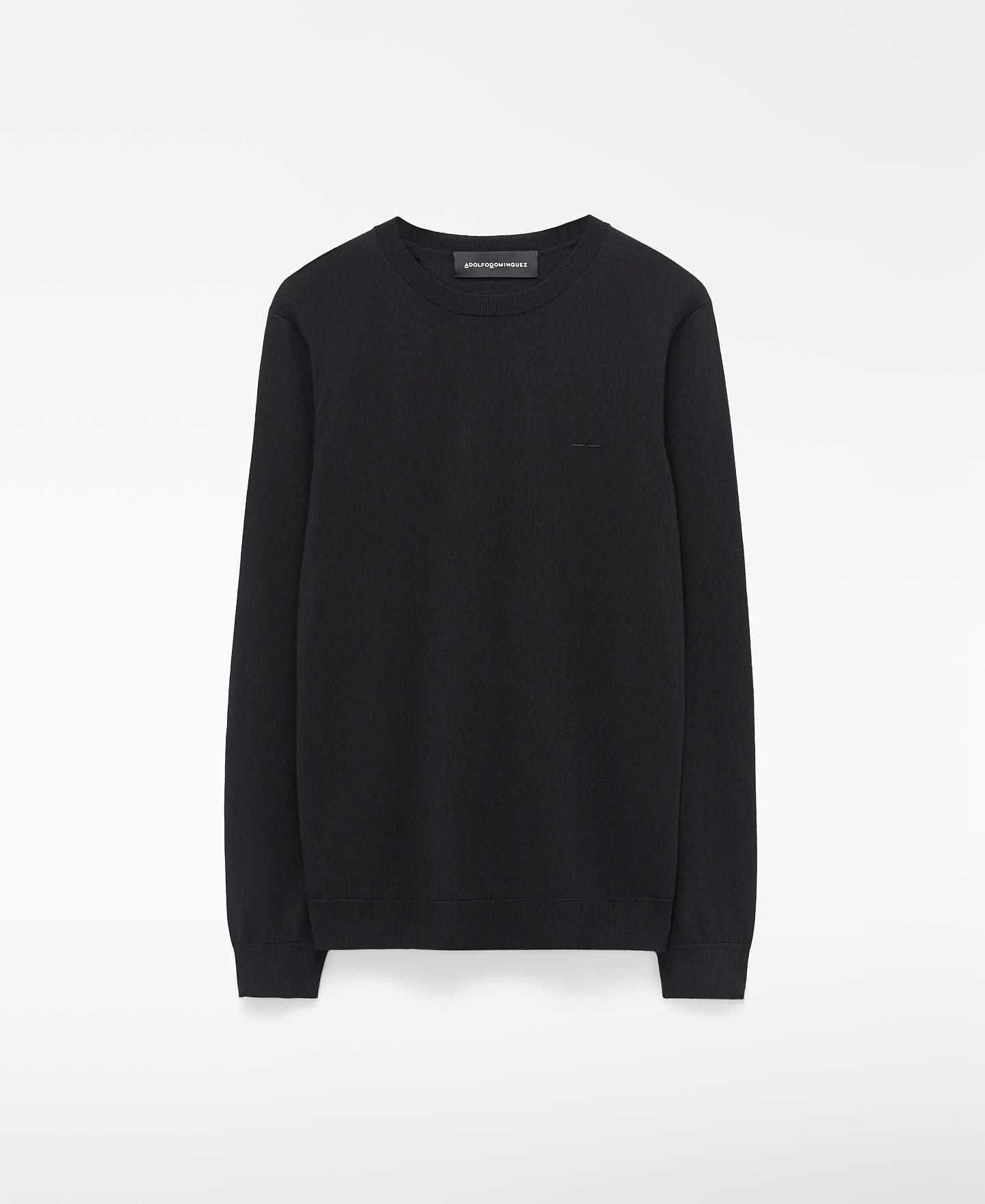 Jersey de hombre con cuello caja de lana merino - Adolfo Dominguez - Negro Negro-1