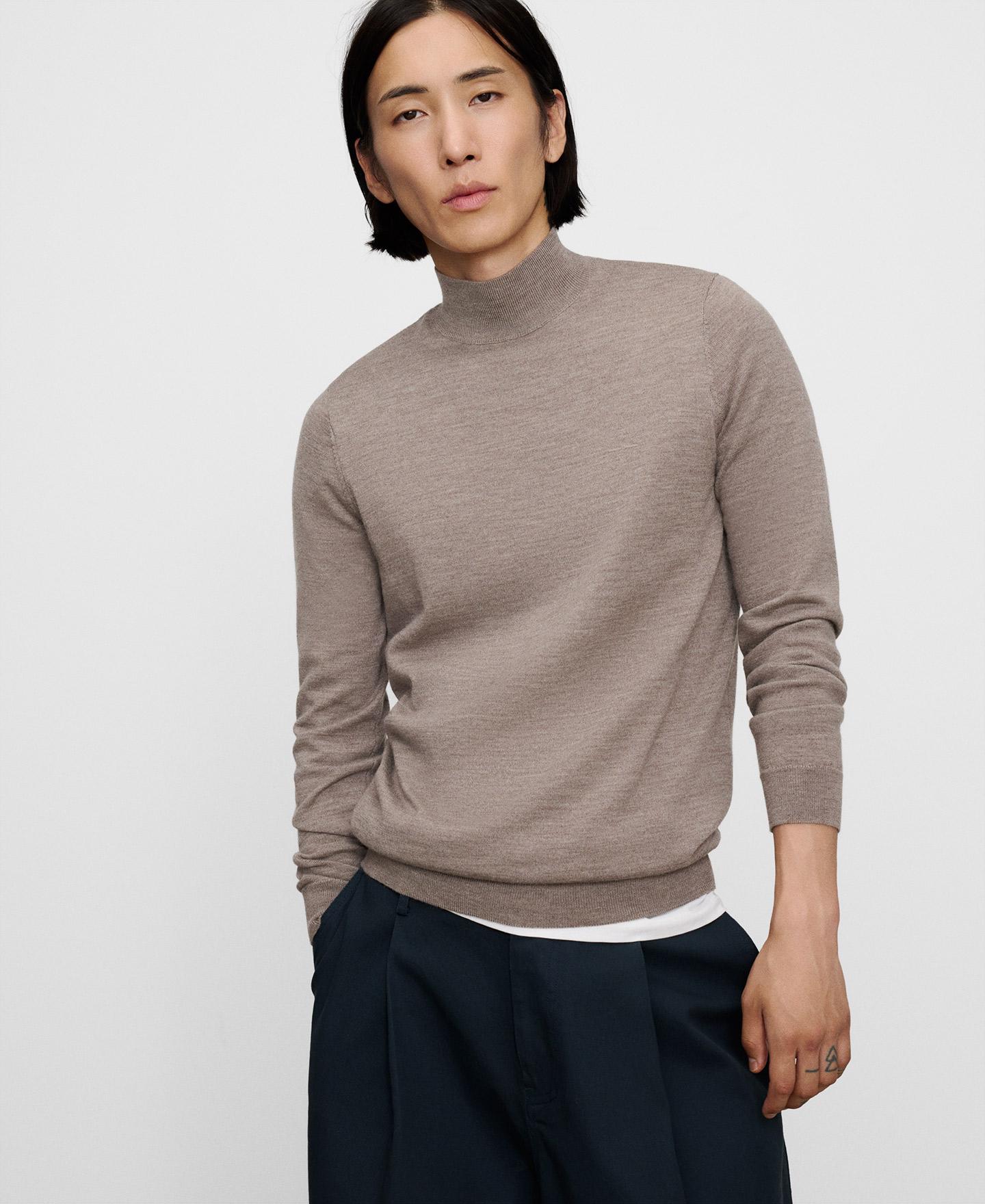 Imagen 0 de Jersey de hombre con cuello perkins en lana merino Marrón