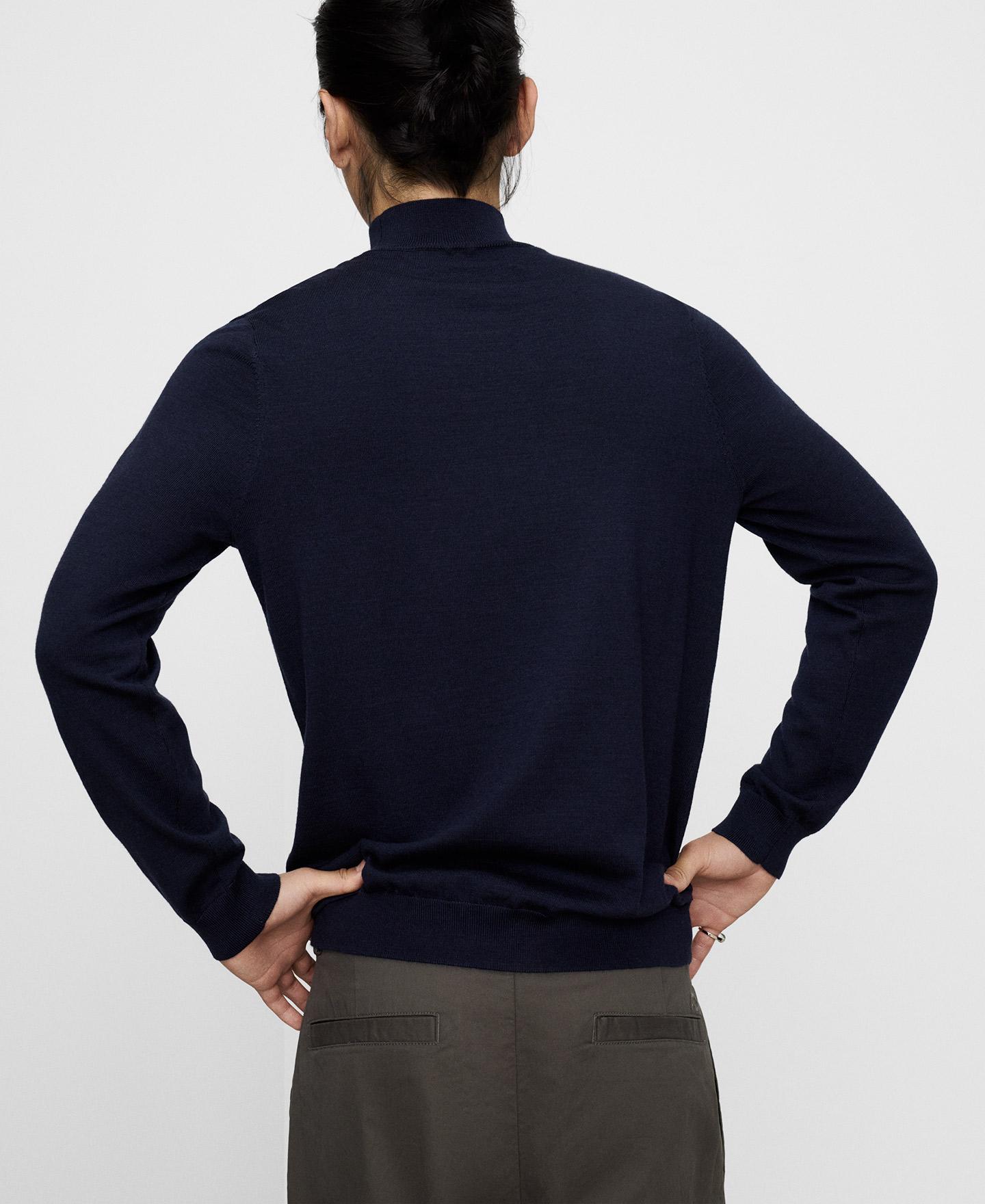 Jersey de hombre con cuello perkins en lana merino - Adolfo Dominguez - Azul marino Azul marino-3