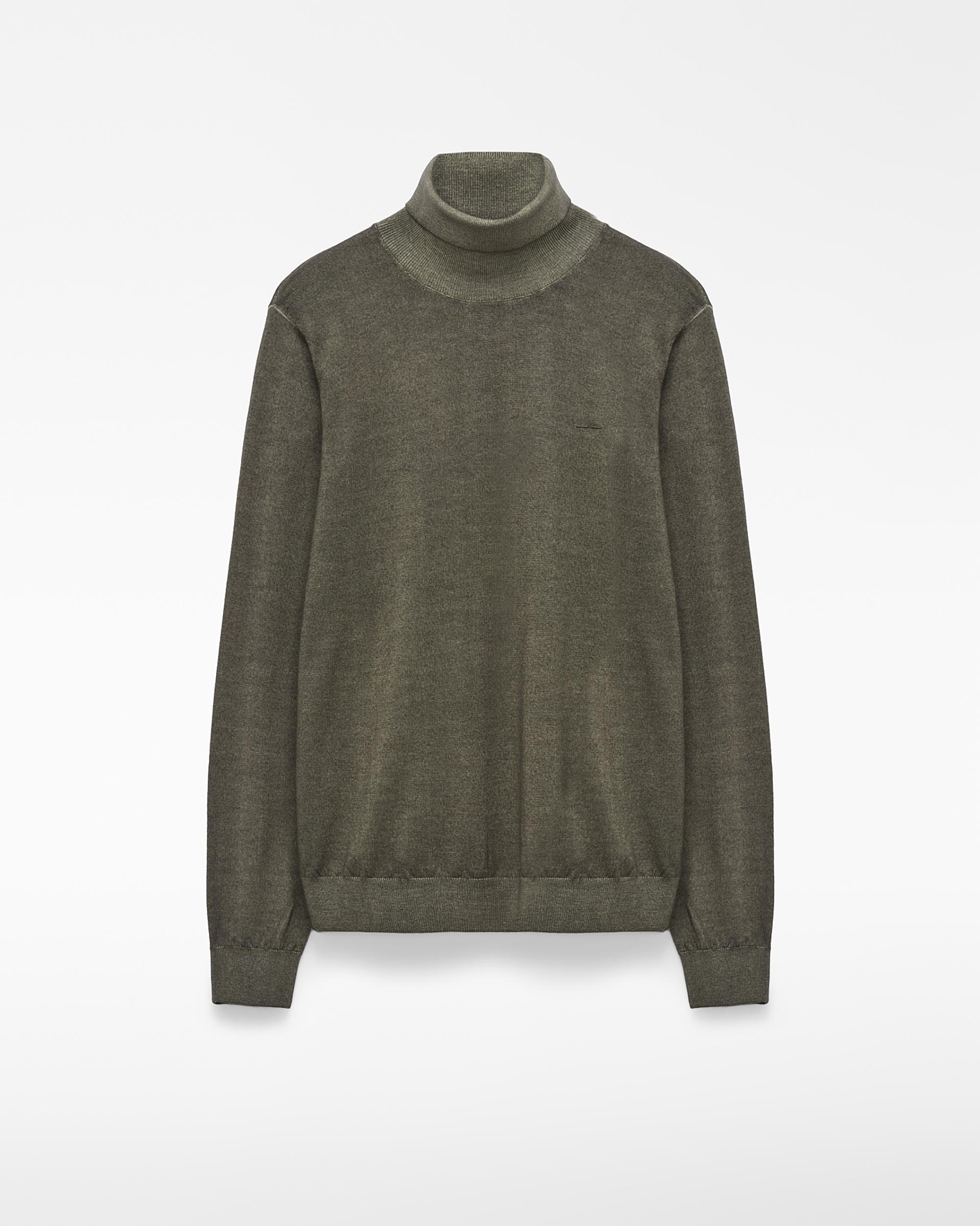 Jersey de hombre de lana merino con cuello vuelto - Adolfo Dominguez - Verde Verde-1